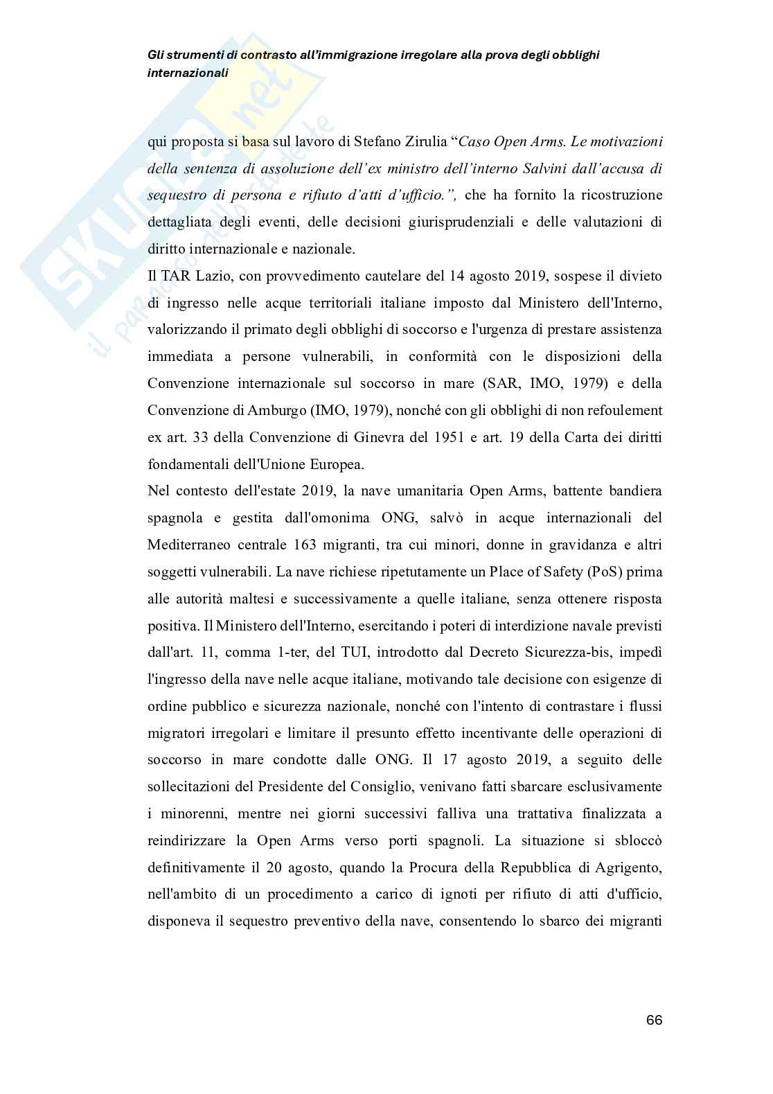 Strumenti di contrasto all’immigrazione irregolare alla prova degli obblighi internazionali Pag. 66