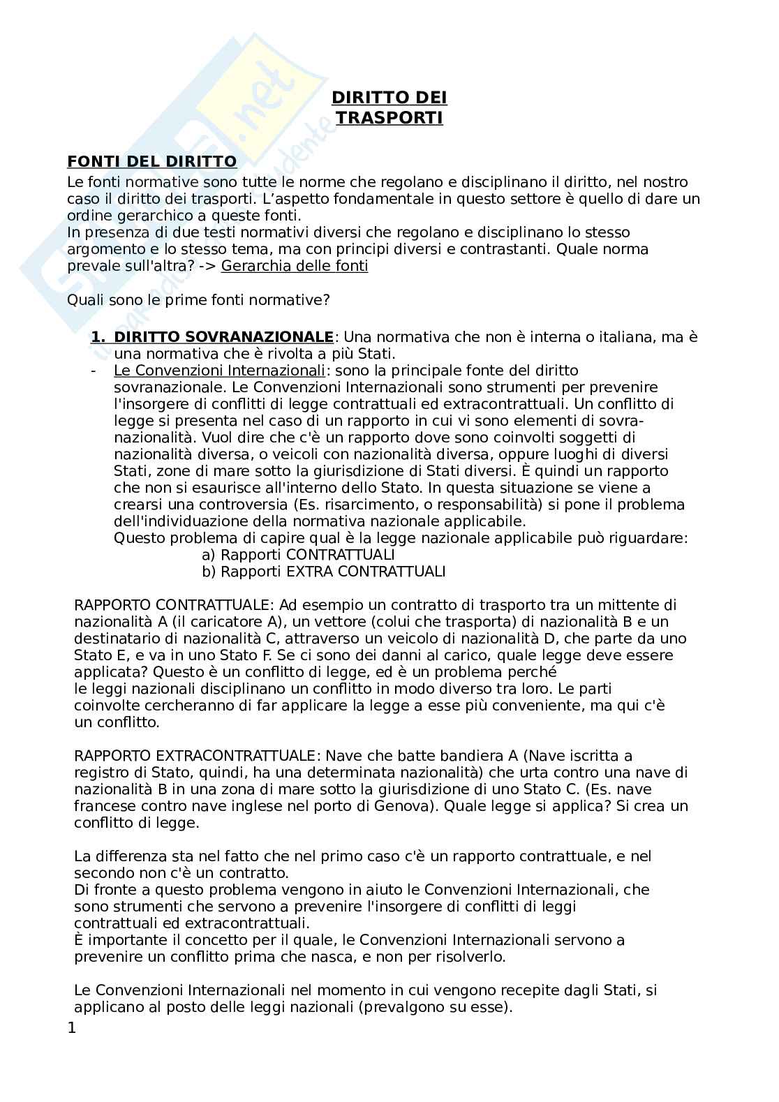 Appunti Diritto dei trasporti  Pag. 1