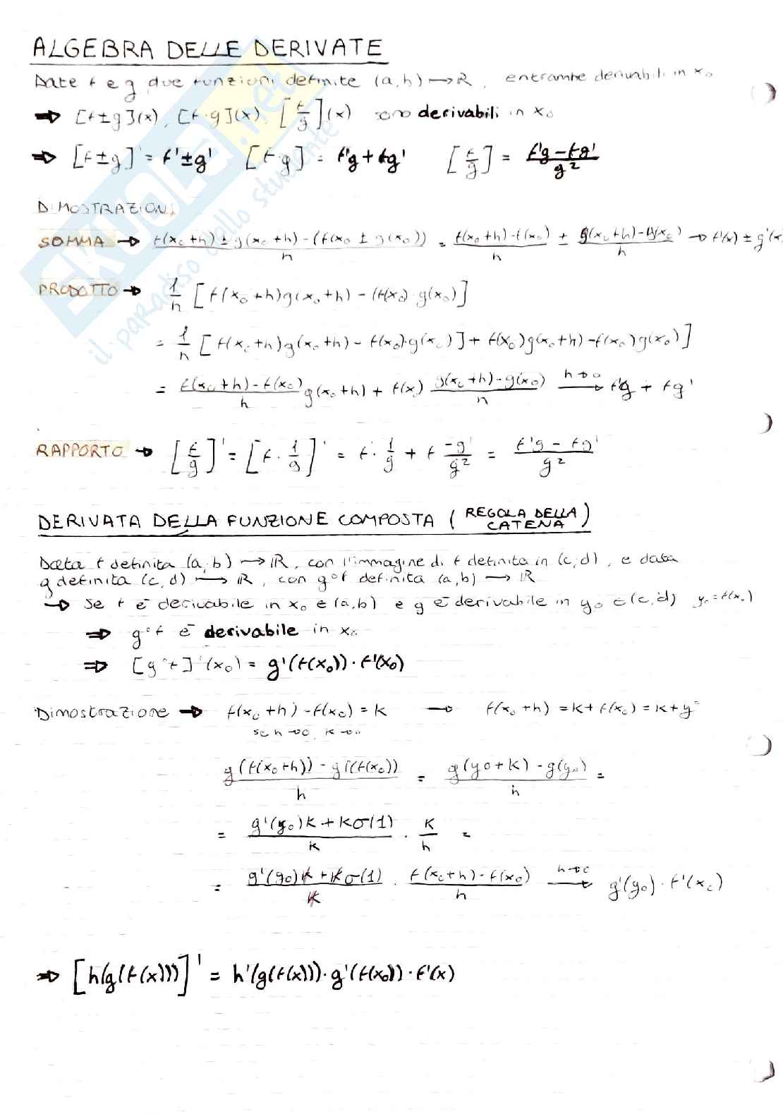 Schemi di Analisi 1 (tutto il programma) Pag. 26