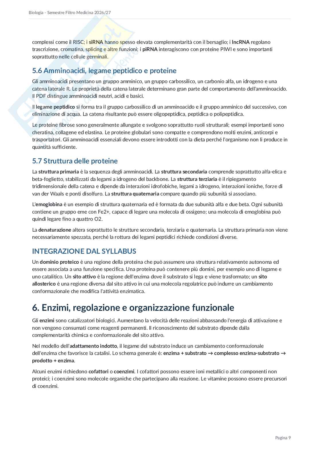 Appunti Semestre filtro Biologia 2026/27 Pag. 11