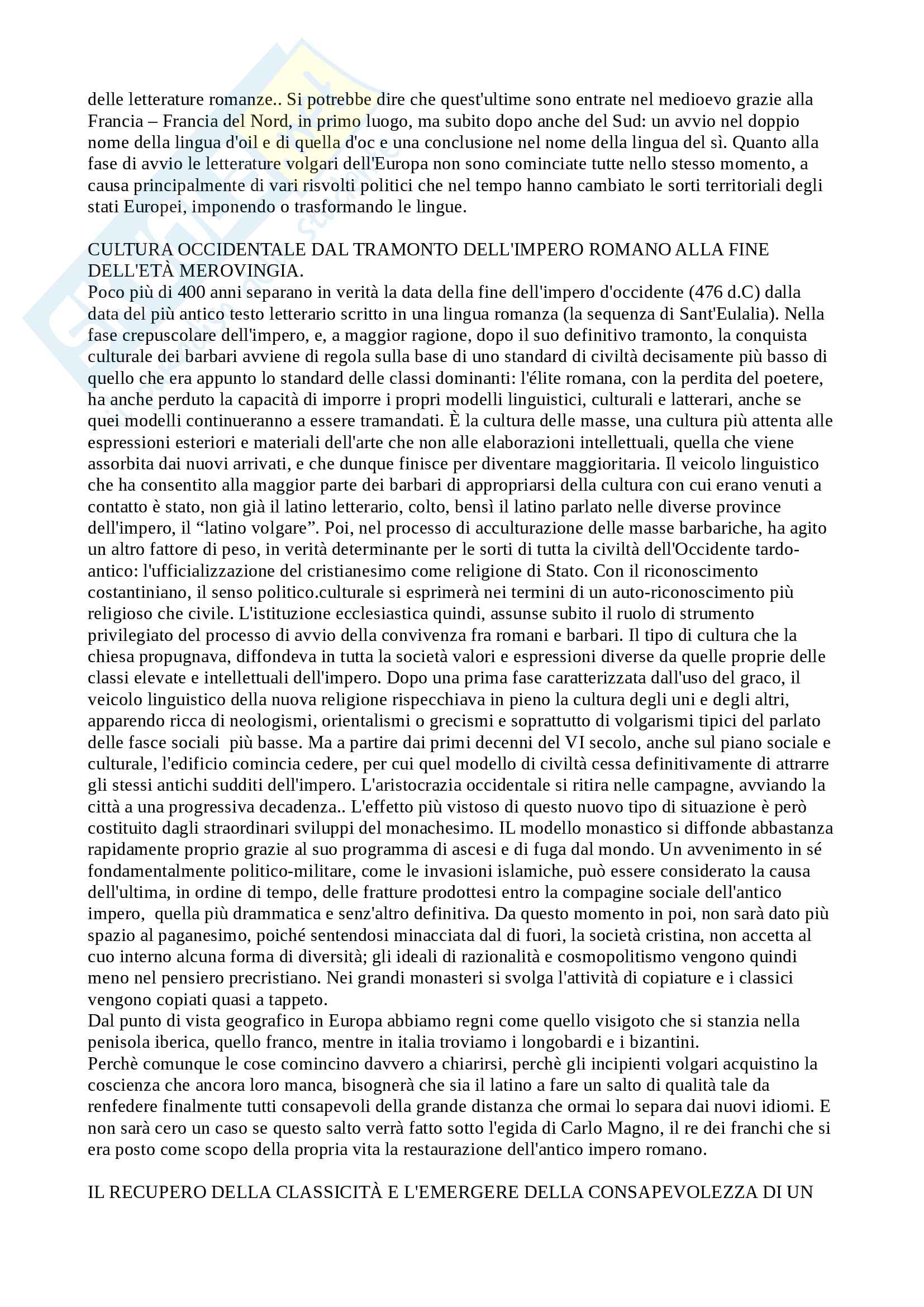 Riassunto esame Filologia Romanza, Cigni, libro consigliato Manuale di linguistica e filologia romanza, Renzi, Andreose Pag. 6