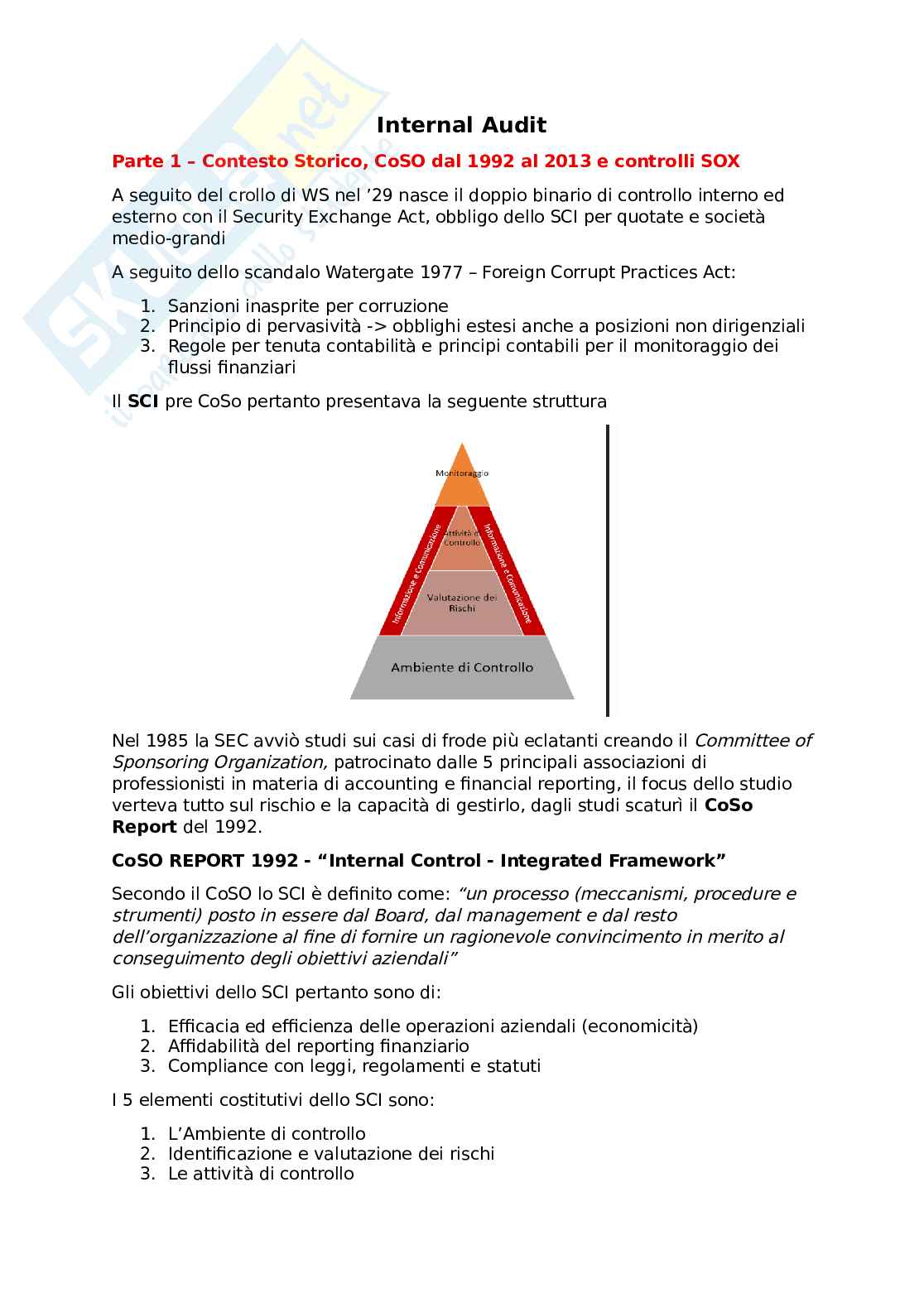 Appunti Internal Audit Pag. 1