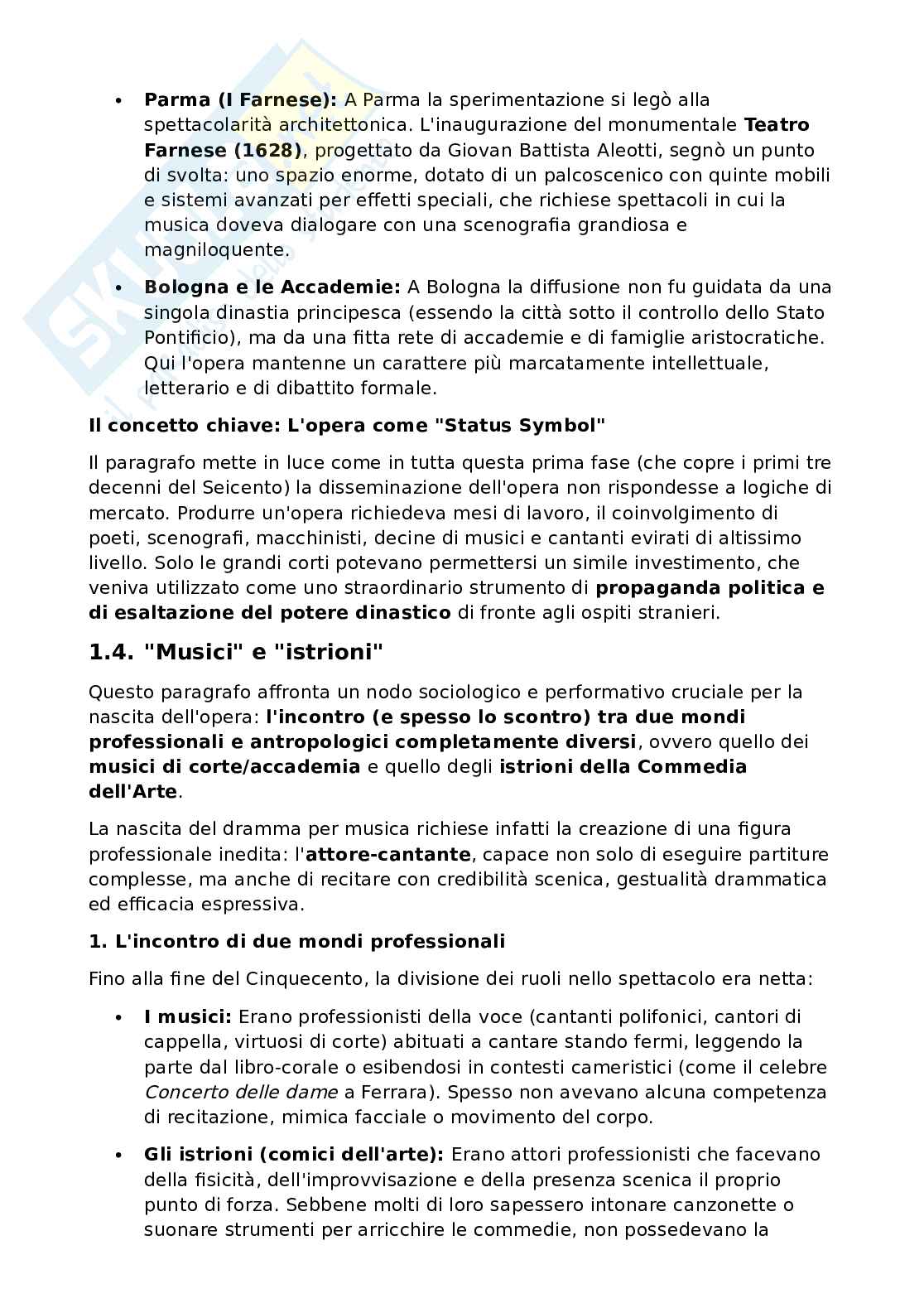 Riassunto esame Drammaturgia musicale, Prof. Fiore Angela, libro consigliato L'opera italiana. Dalle origini alle riforme del secolo dei Lumi , Staffieri Pag. 6