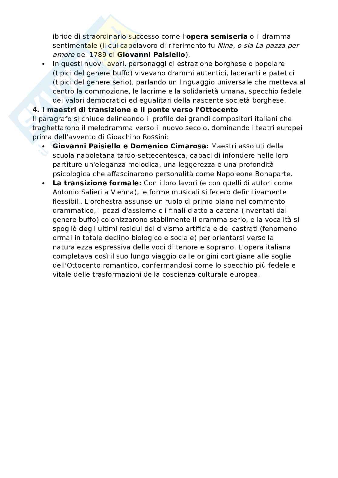 Riassunto esame Drammaturgia musicale, Prof. Fiore Angela, libro consigliato L'opera italiana. Dalle origini alle riforme del secolo dei Lumi , Staffieri Pag. 61
