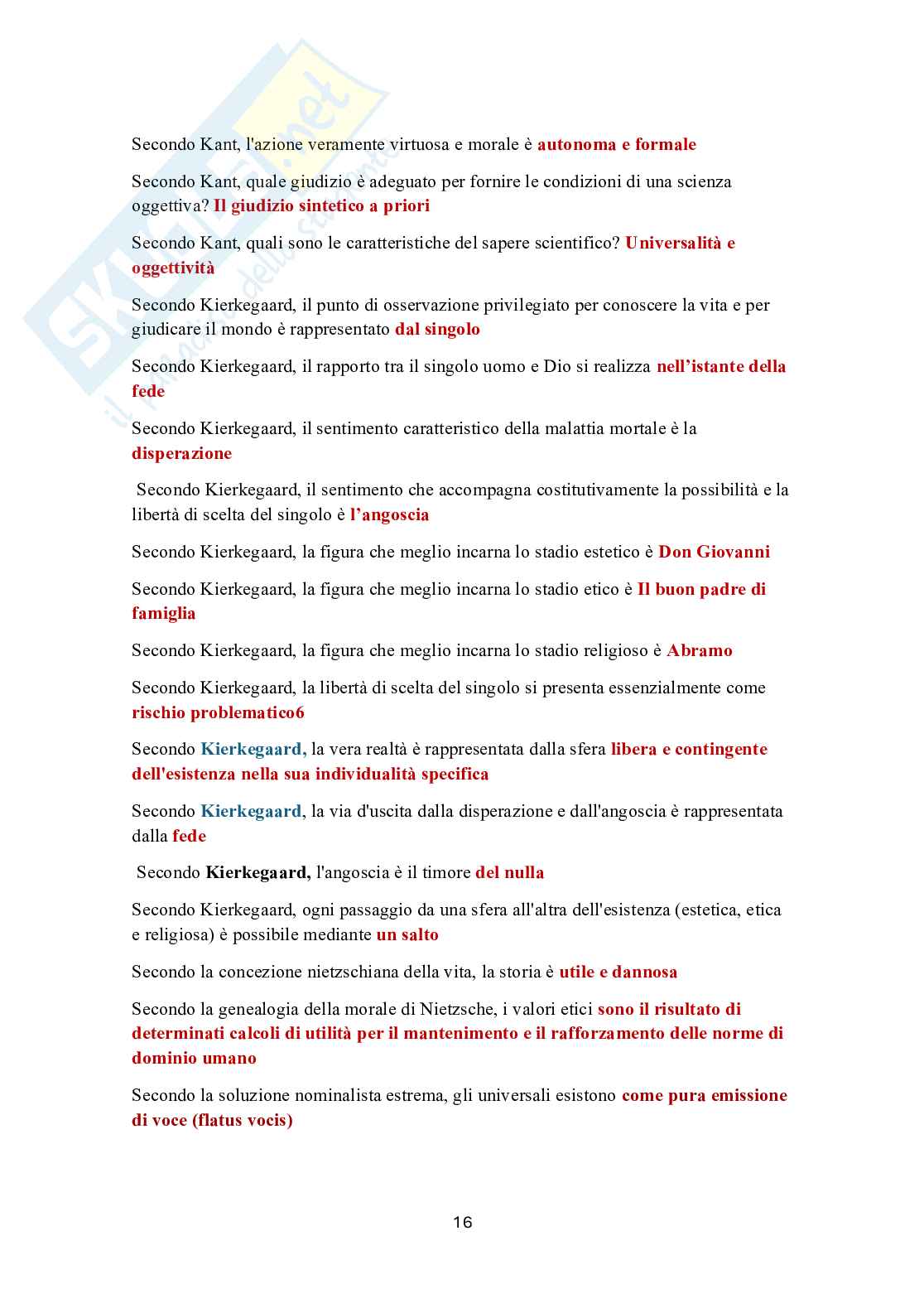 Paniere in ordine A-Z Storia della filosofia - Risposte multiple e aperte (2026) Pag. 16
