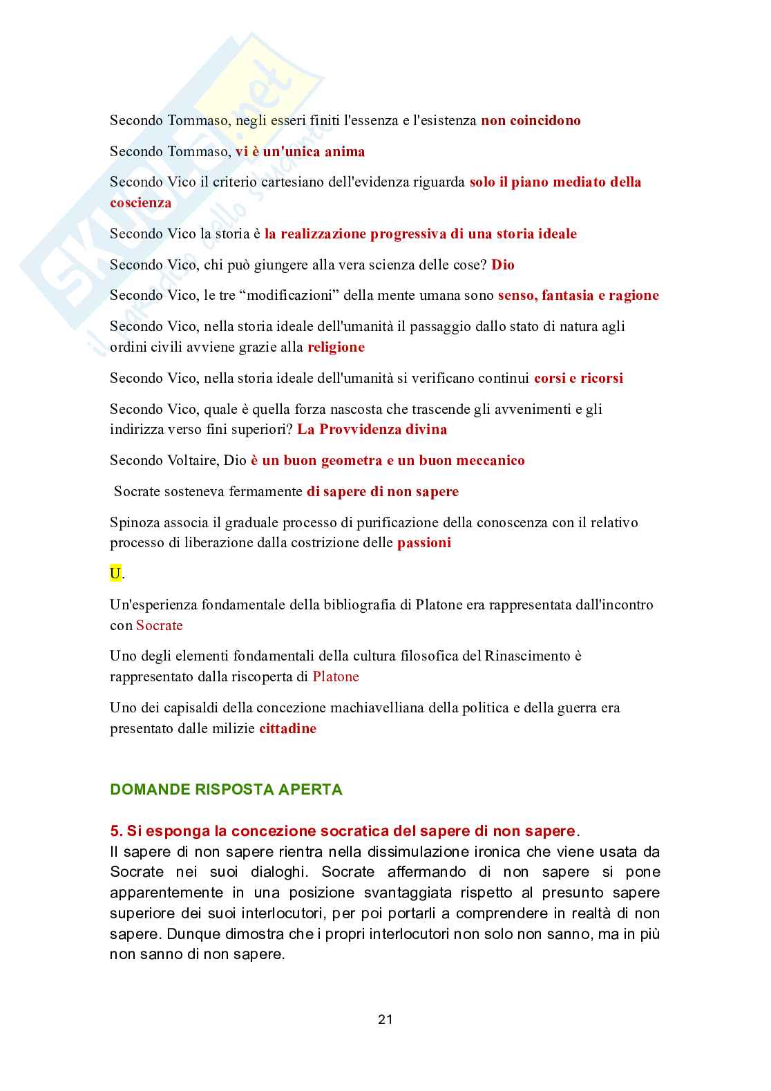 Paniere in ordine A-Z Storia della filosofia - Risposte multiple e aperte (2026) Pag. 21