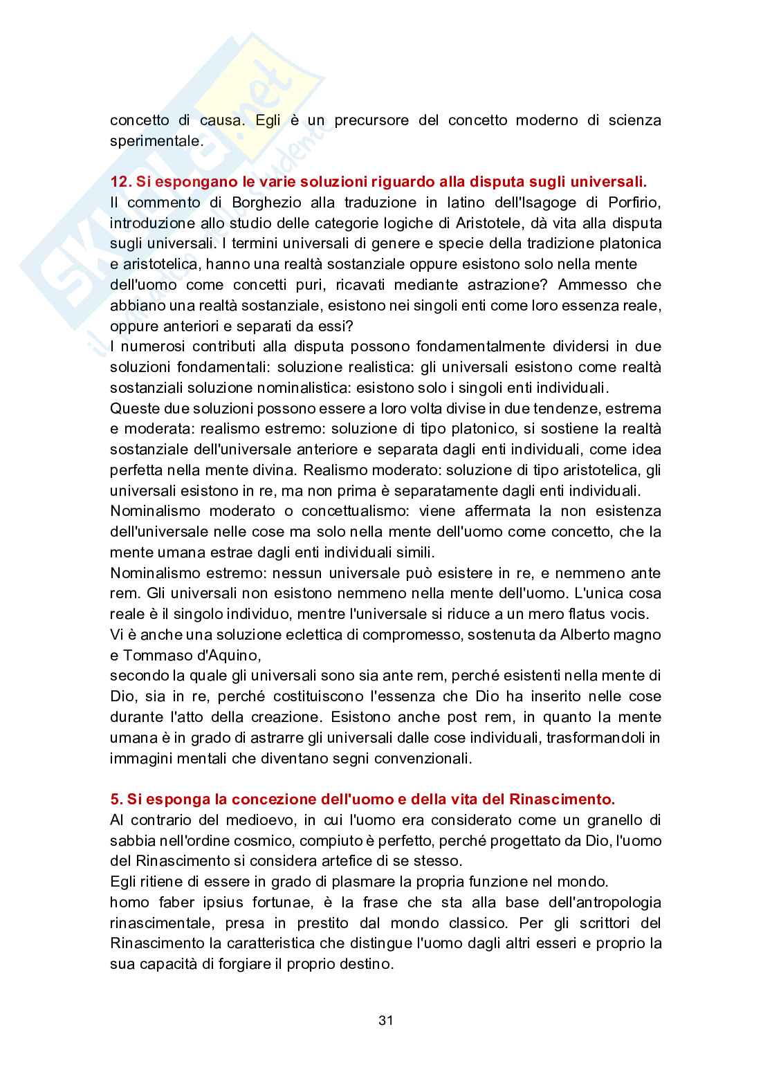 Paniere in ordine A-Z Storia della filosofia - Risposte multiple e aperte (2026) Pag. 31