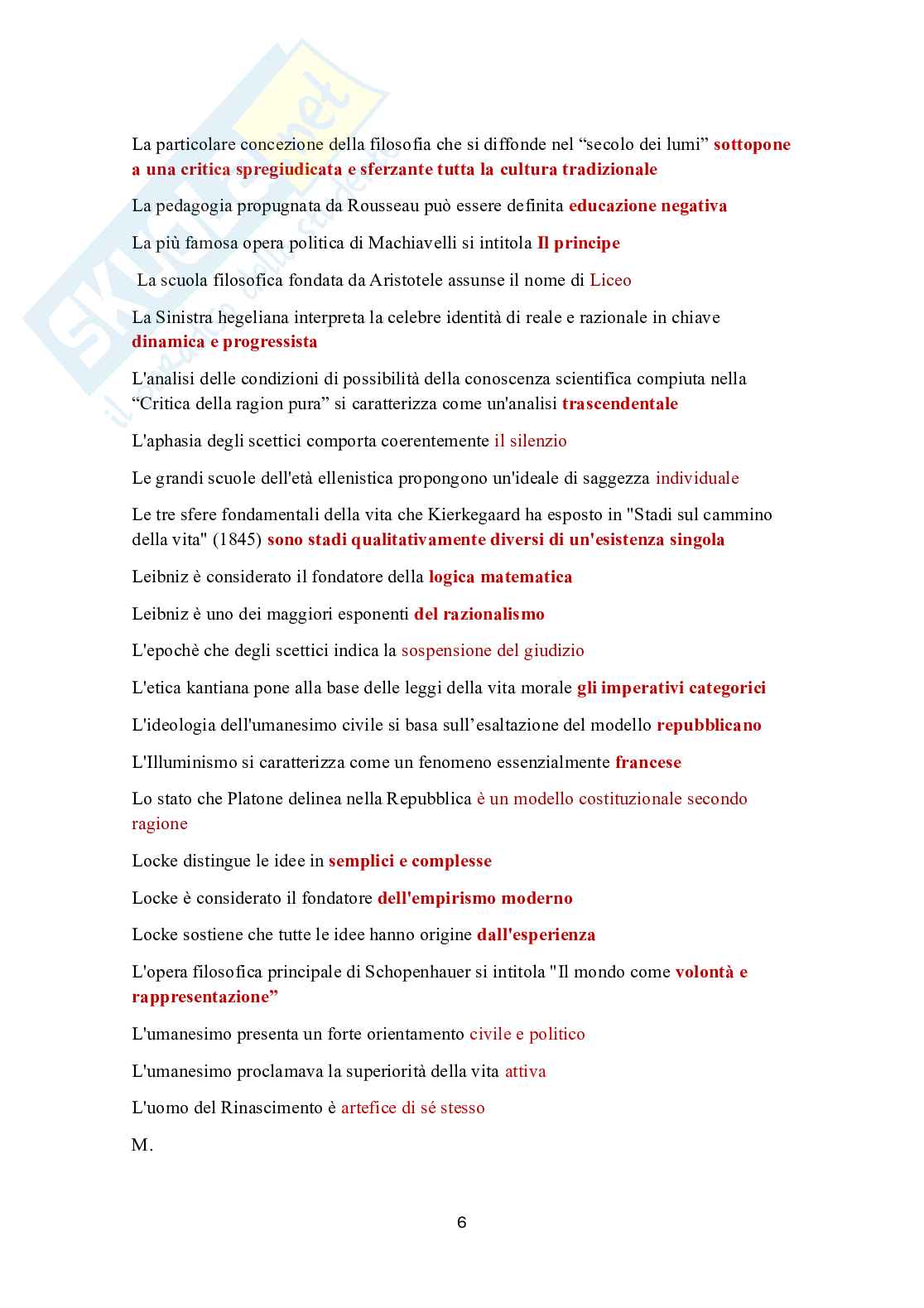 Paniere in ordine A-Z Storia della filosofia - Risposte multiple e aperte (2026) Pag. 6