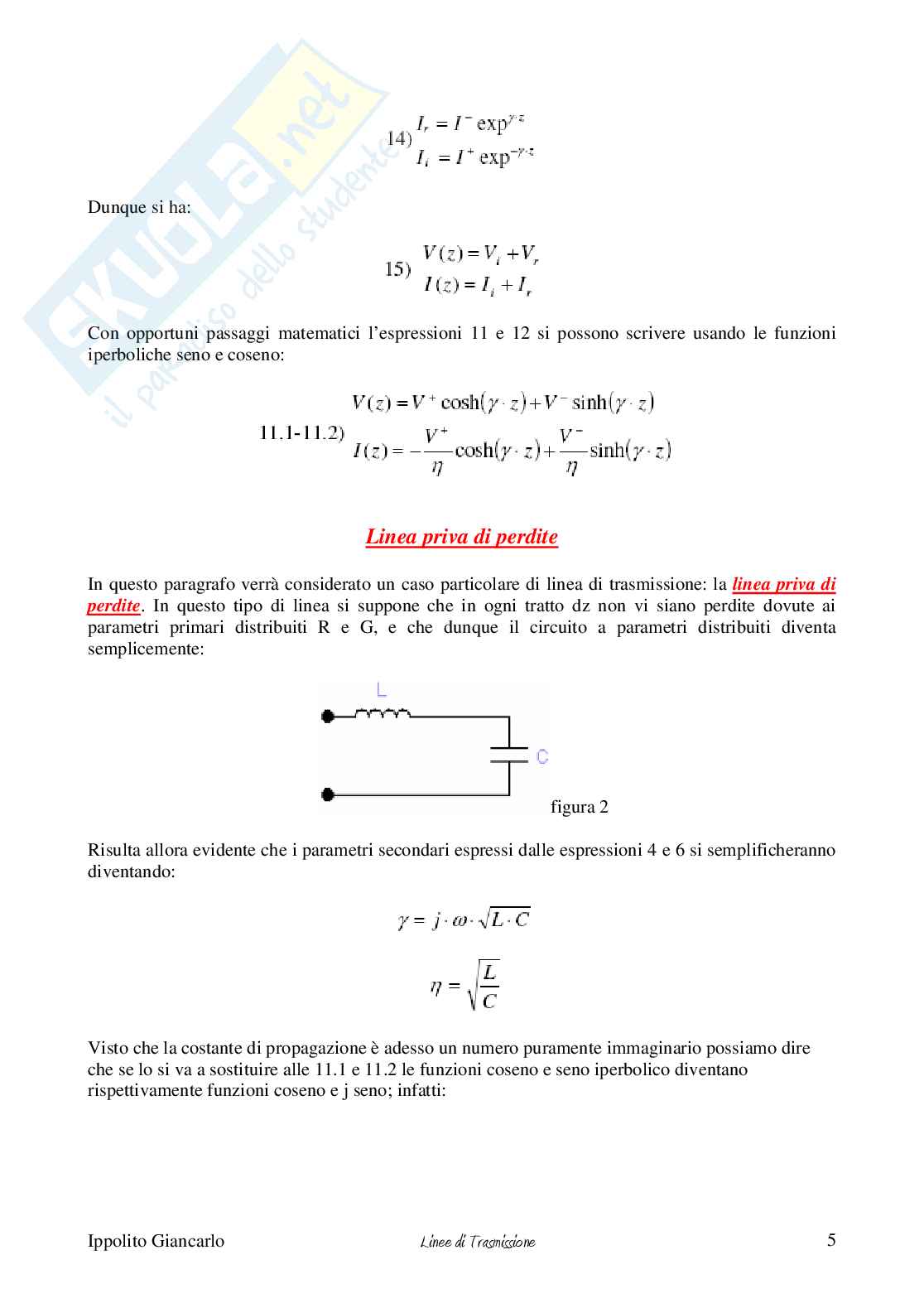 Appunti sulle linee di trasmissione Pag. 6