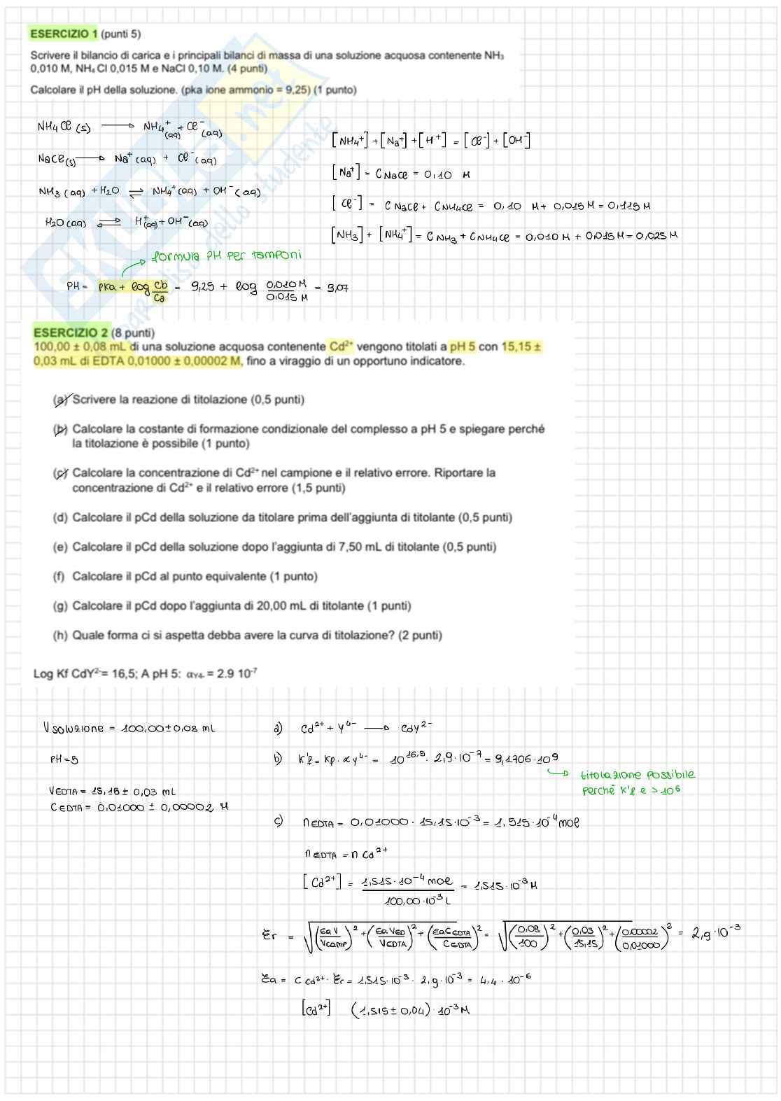 Compiti esami Chimica analitica Pag. 2