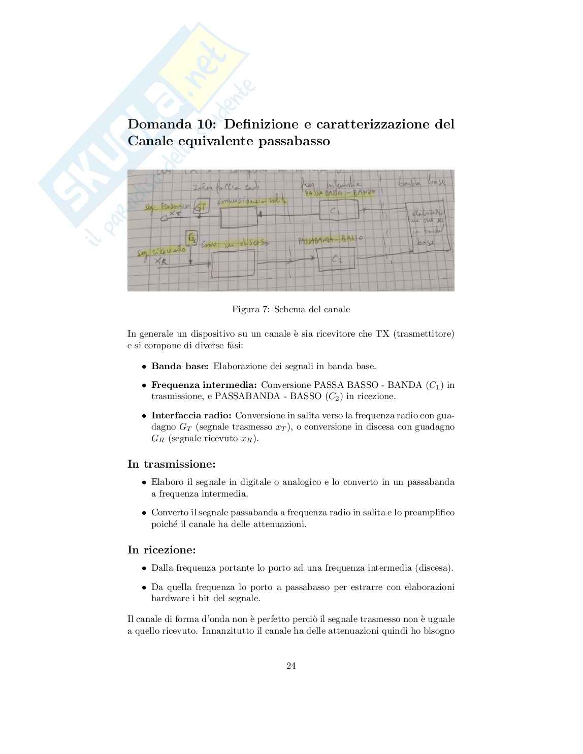 Trasmissione dei segnali digitali - Caratterizzazione del canale equivalente passabasso, autocorrelazione di un segnale aleatorio Pag. 1