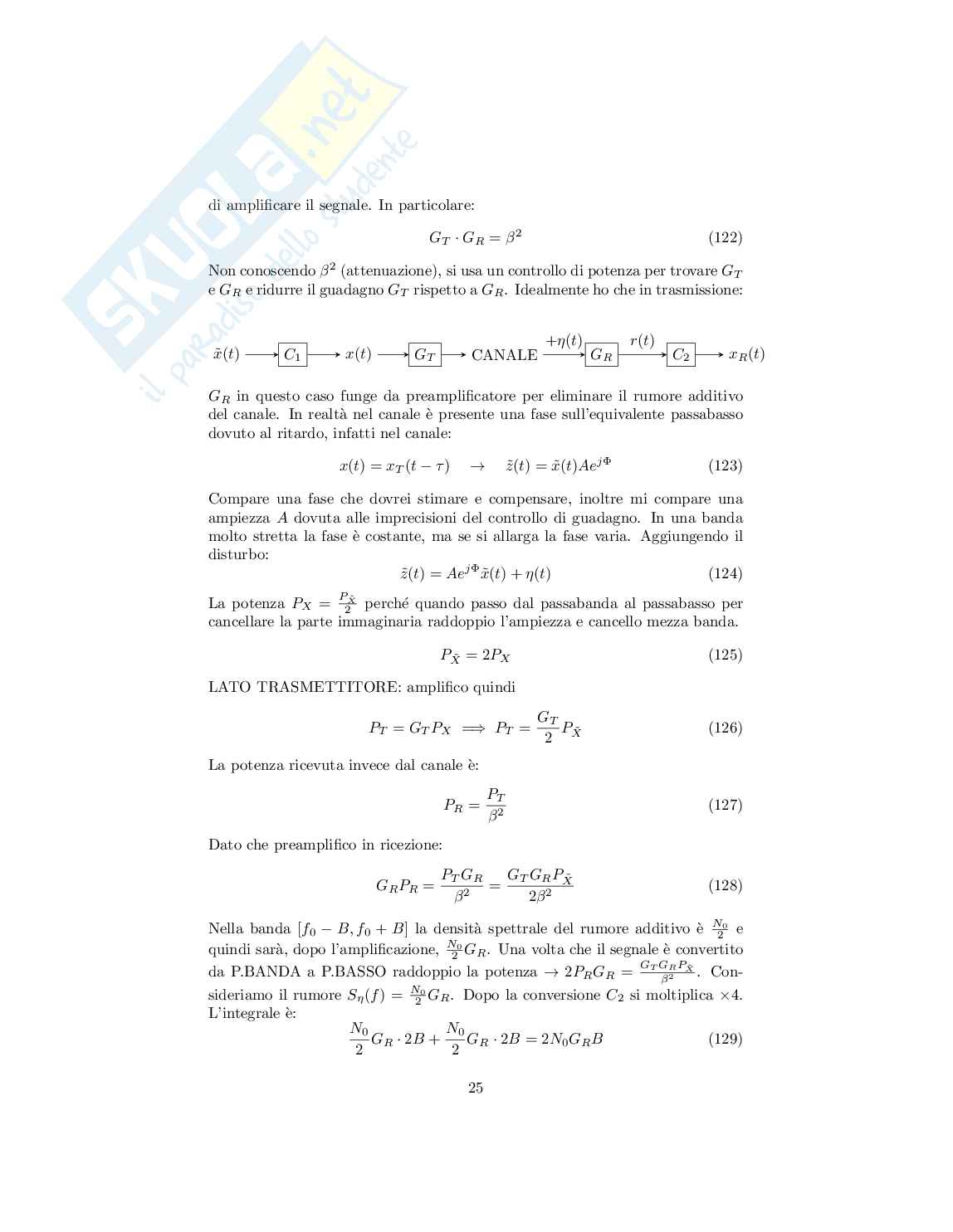 Trasmissione dei segnali digitali - Caratterizzazione del canale equivalente passabasso, autocorrelazione di un segnale aleatorio Pag. 2