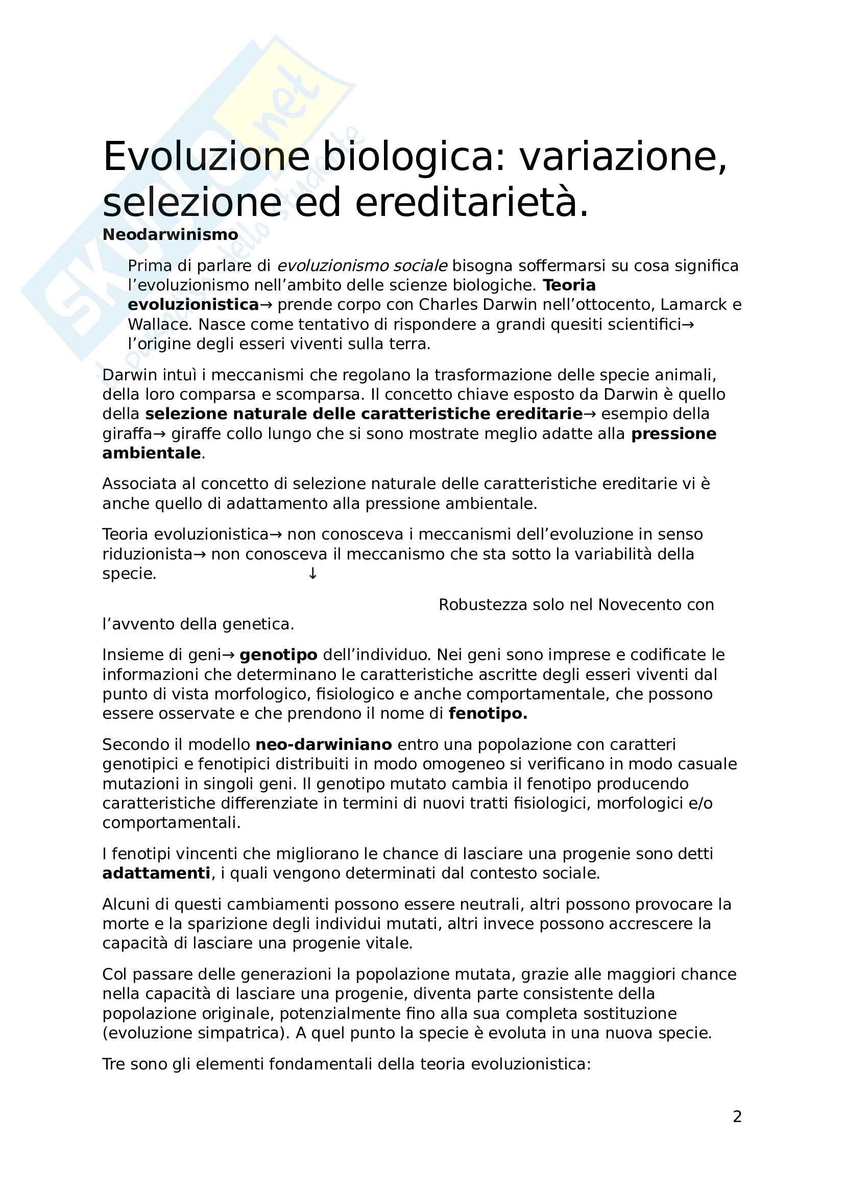 Riassunto esame Società e Mutamento Sociale, Prof. Sarti, libro consigliato Evoluzione e complessità sociale, Sarti Pag. 2