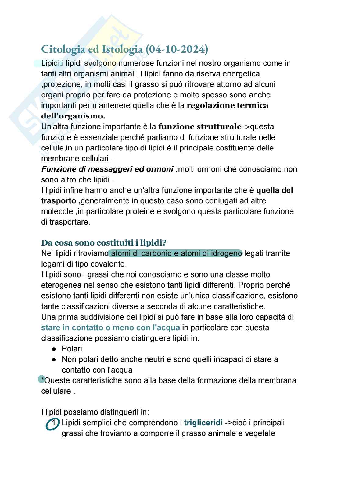Riassunto esame biologia molecolare, Prof. Imperatore Roberta, libro consigliato Citologia e Istologia , Delle donne  Pag. 1