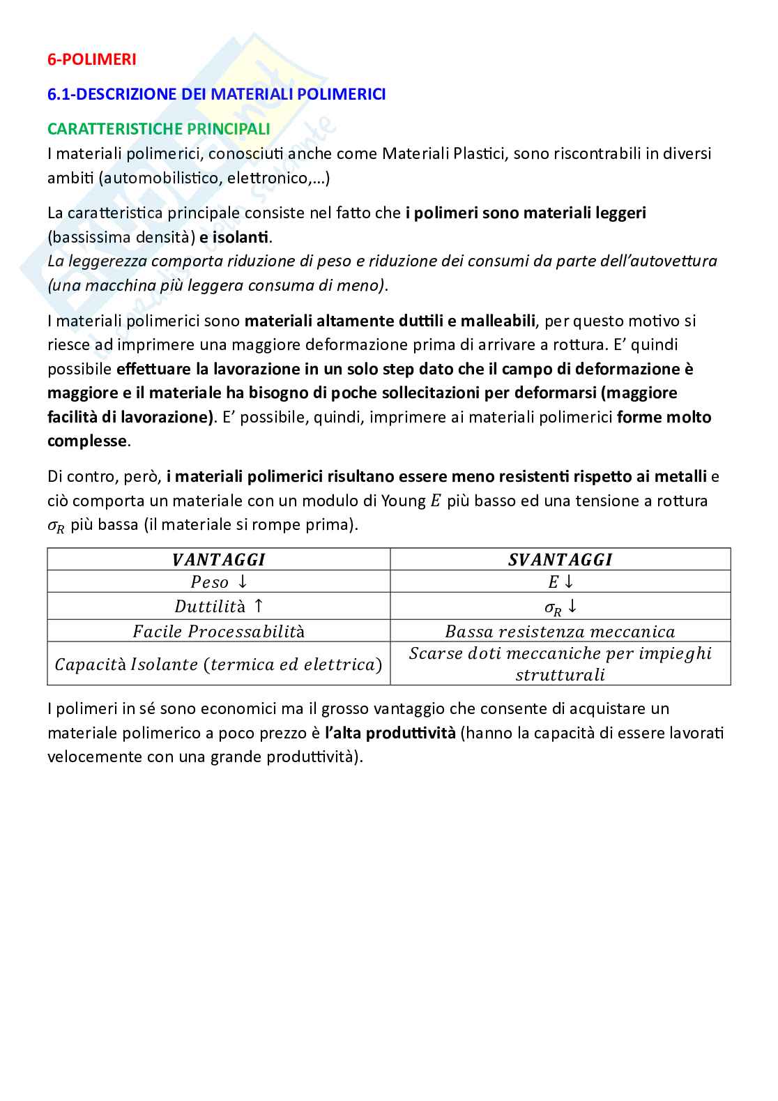 Tecnologie industriali, parte 12 - Polimeri e lavorazione dei polimeri Pag. 1