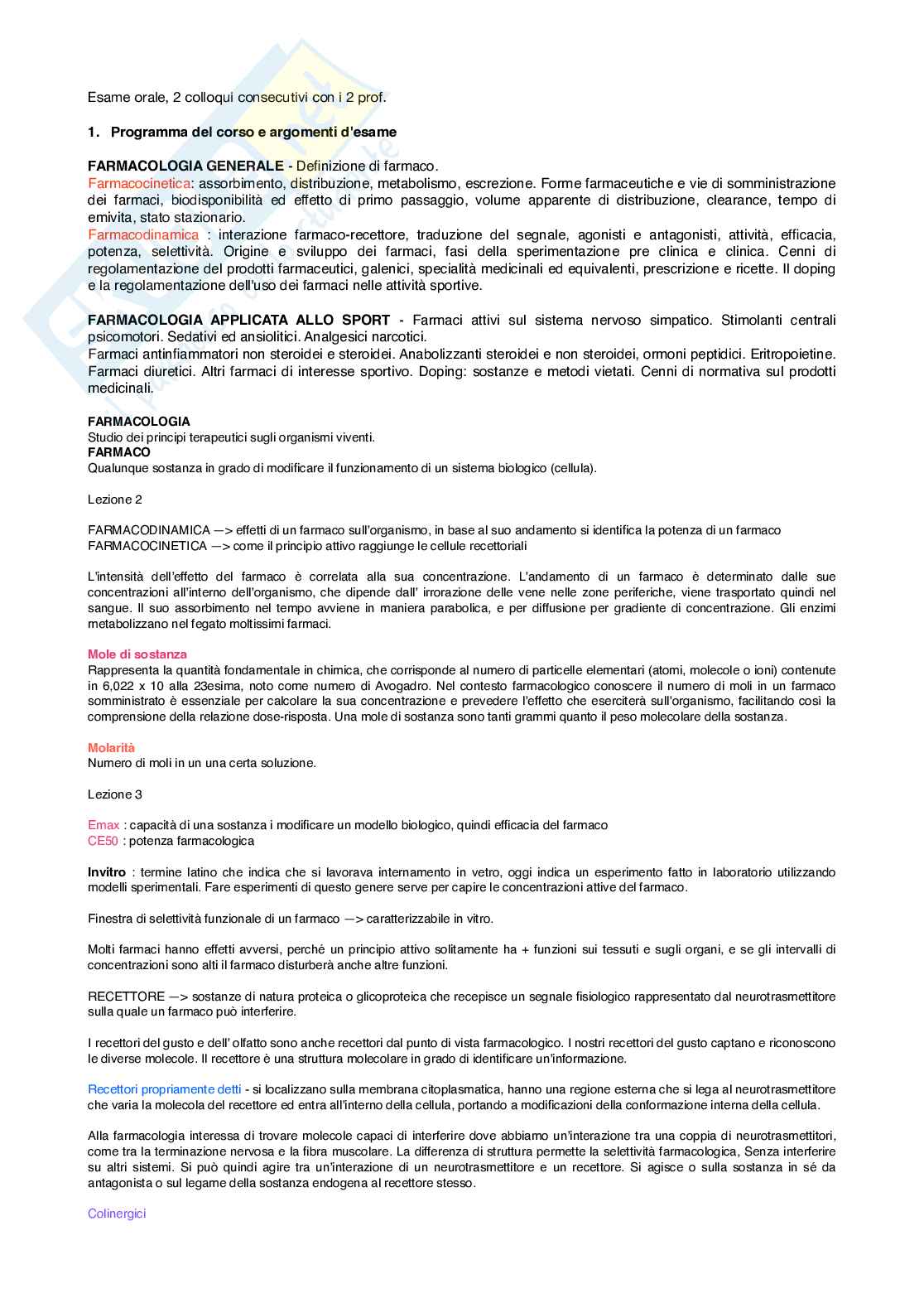 Farmacologia e medicina di laboratorio Pag. 1