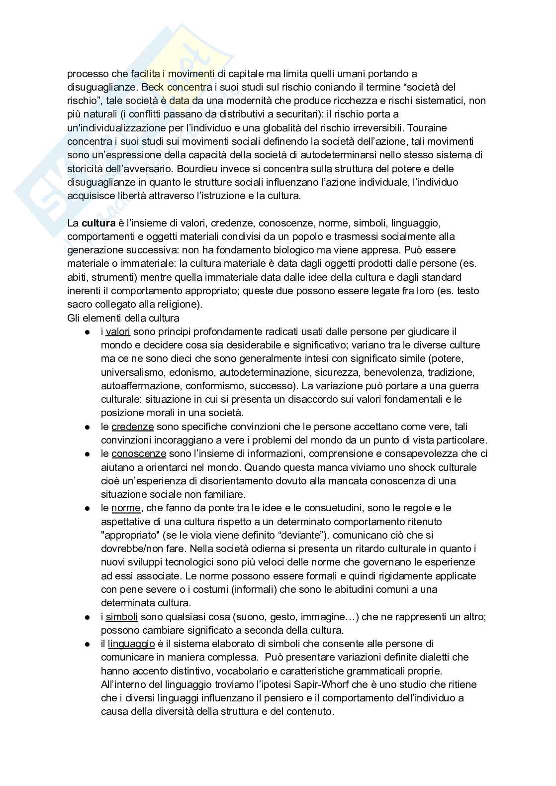 Riassunto esame Sociologia , Prof. Girardi Davide, libro consigliato Sociologia generale: teorie, metodo e concetti, Croteau, Hoynes Pag. 2