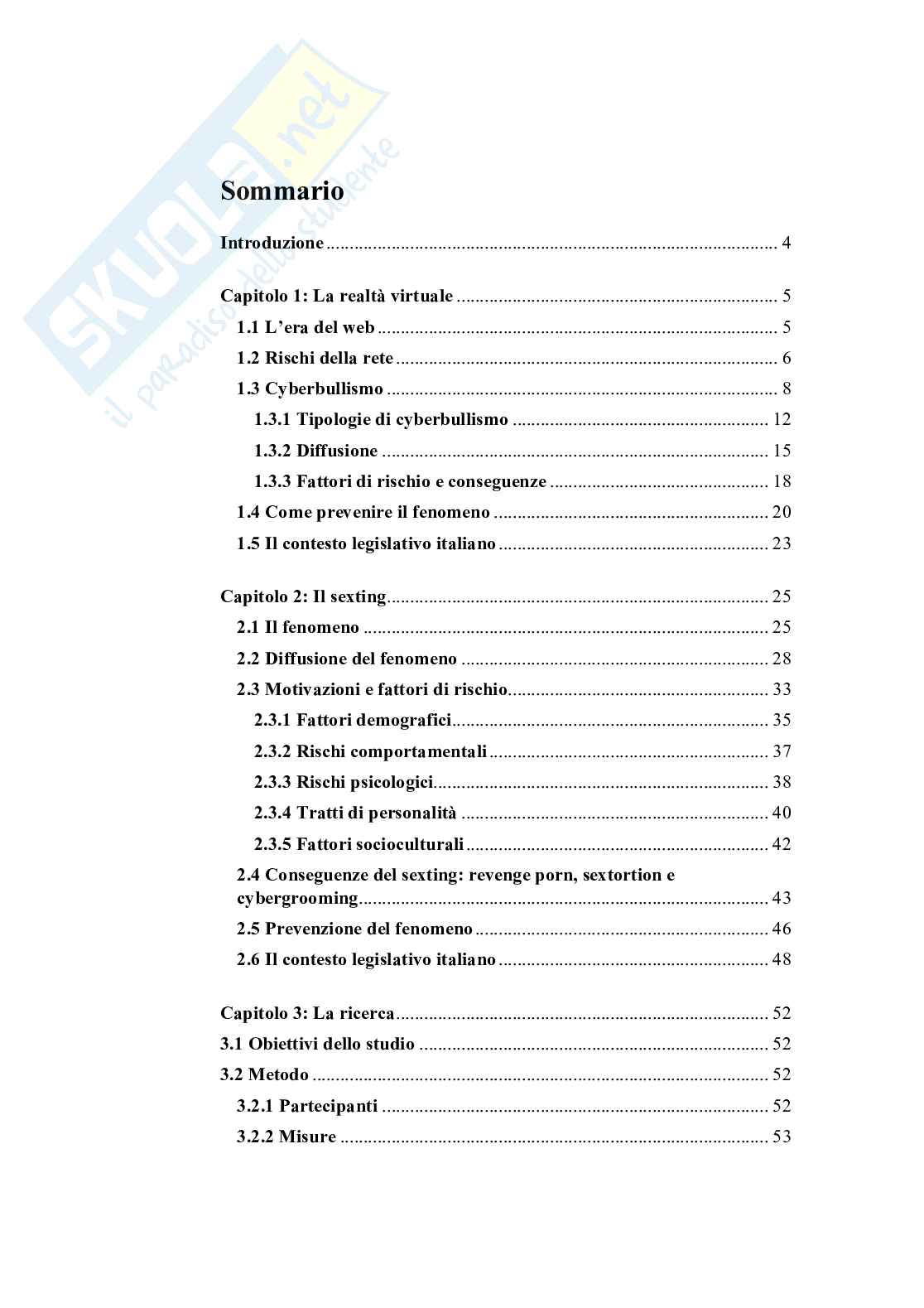 Adolescenti e Internet: uno studio sulla diffusione e sui fatto rischio associati al coinvolgimento nel fenomeno del sexting  Pag. 2