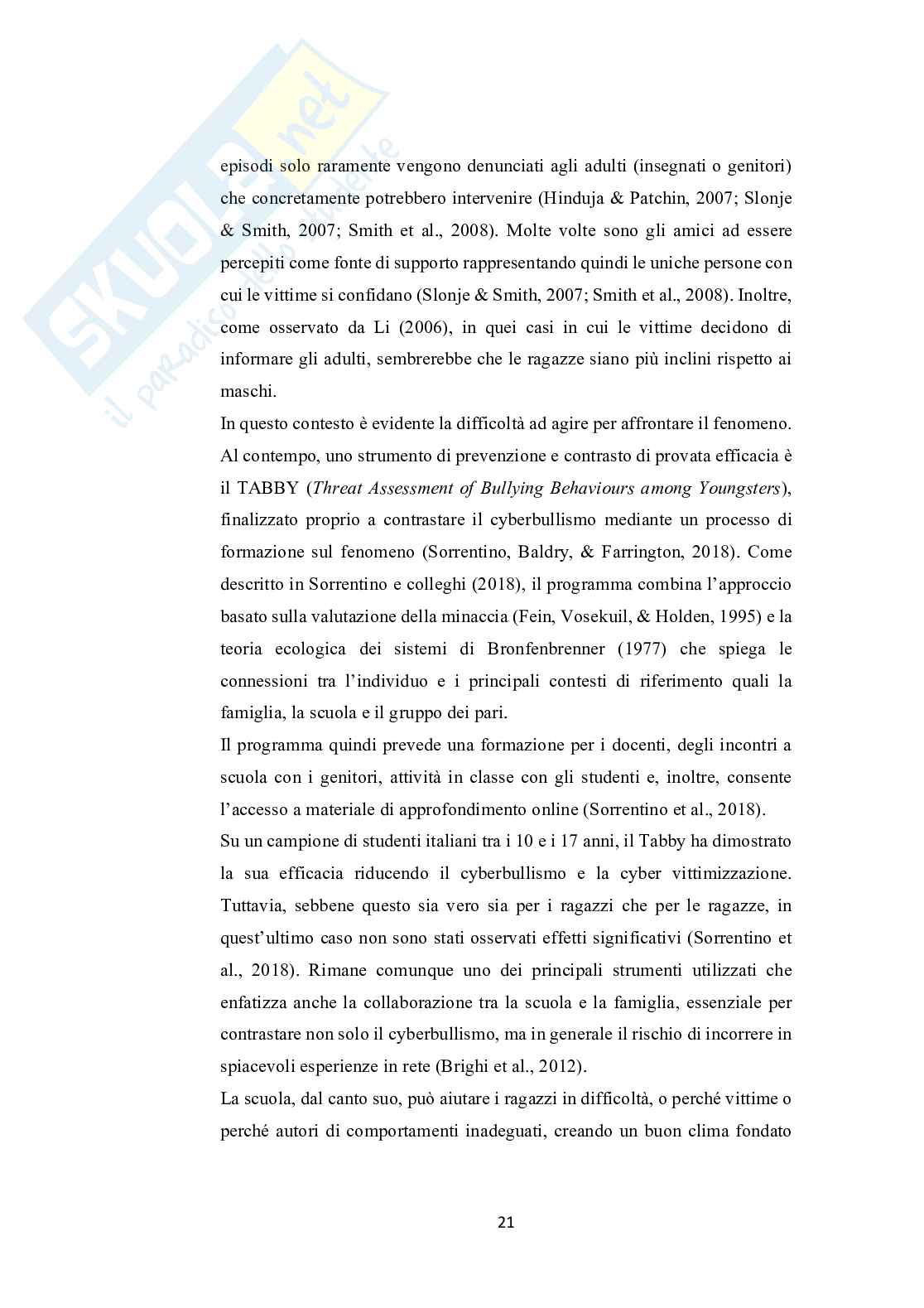 Adolescenti e Internet: uno studio sulla diffusione e sui fatto rischio associati al coinvolgimento nel fenomeno del sexting  Pag. 21