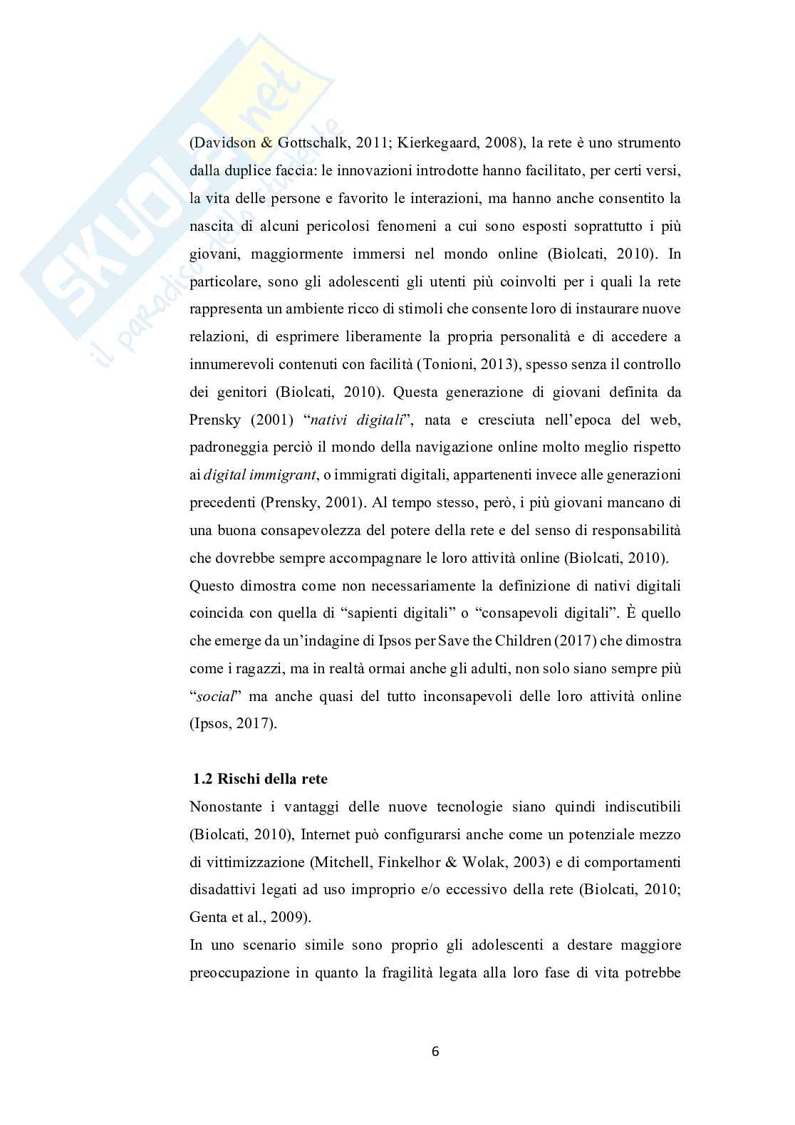 Adolescenti e Internet: uno studio sulla diffusione e sui fatto rischio associati al coinvolgimento nel fenomeno del sexting  Pag. 6