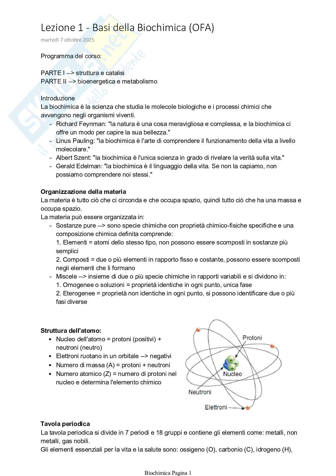 Biochimica - Basi-OFA (Appunti + Immagini + Esempi, 5 pagine) Pag. 1