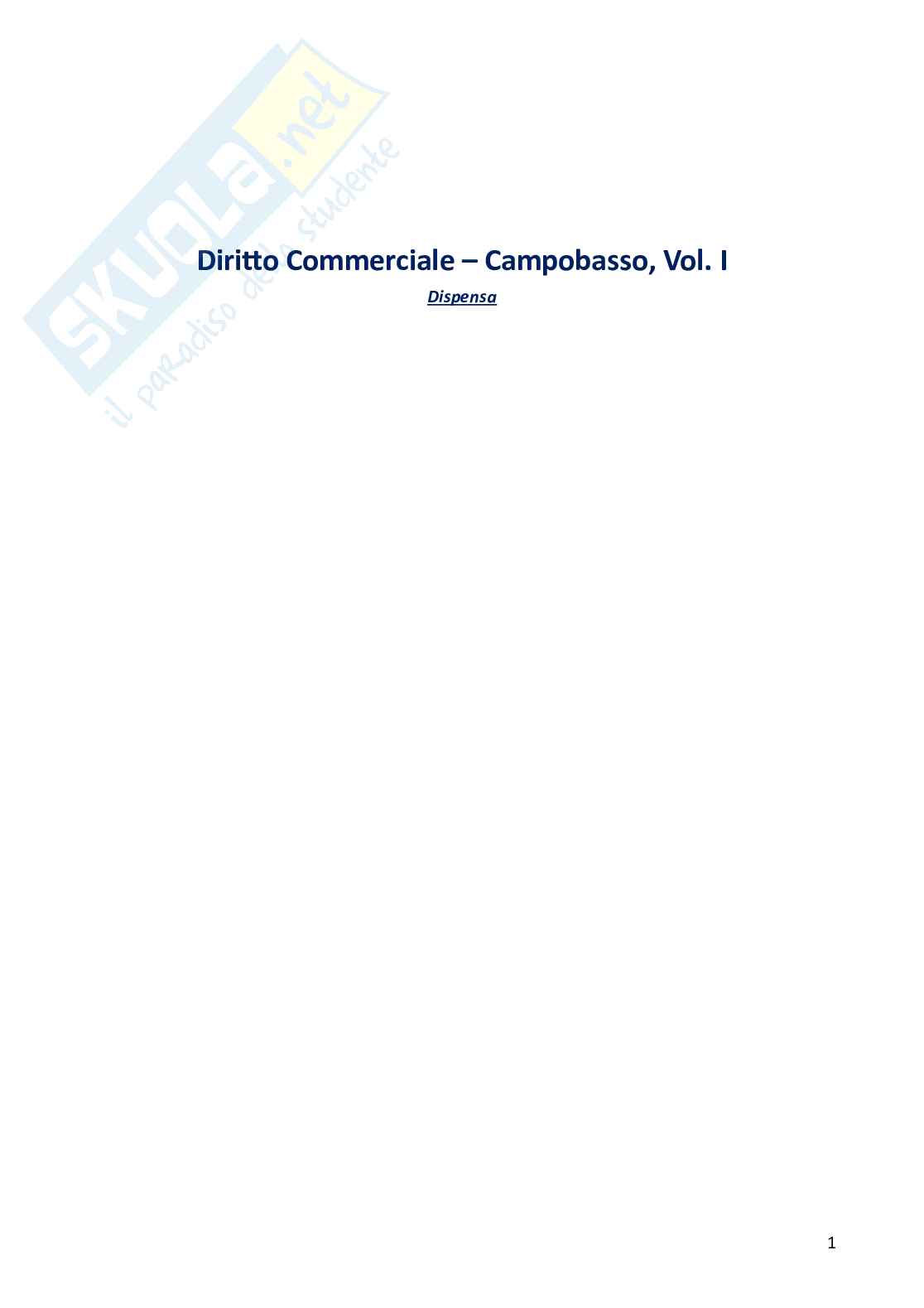 Riassunto esame Diritto commerciale, Prof. Toffoletto Alberto, libro consigliato Manuale di diritto commerciale, Campobasso Pag. 1