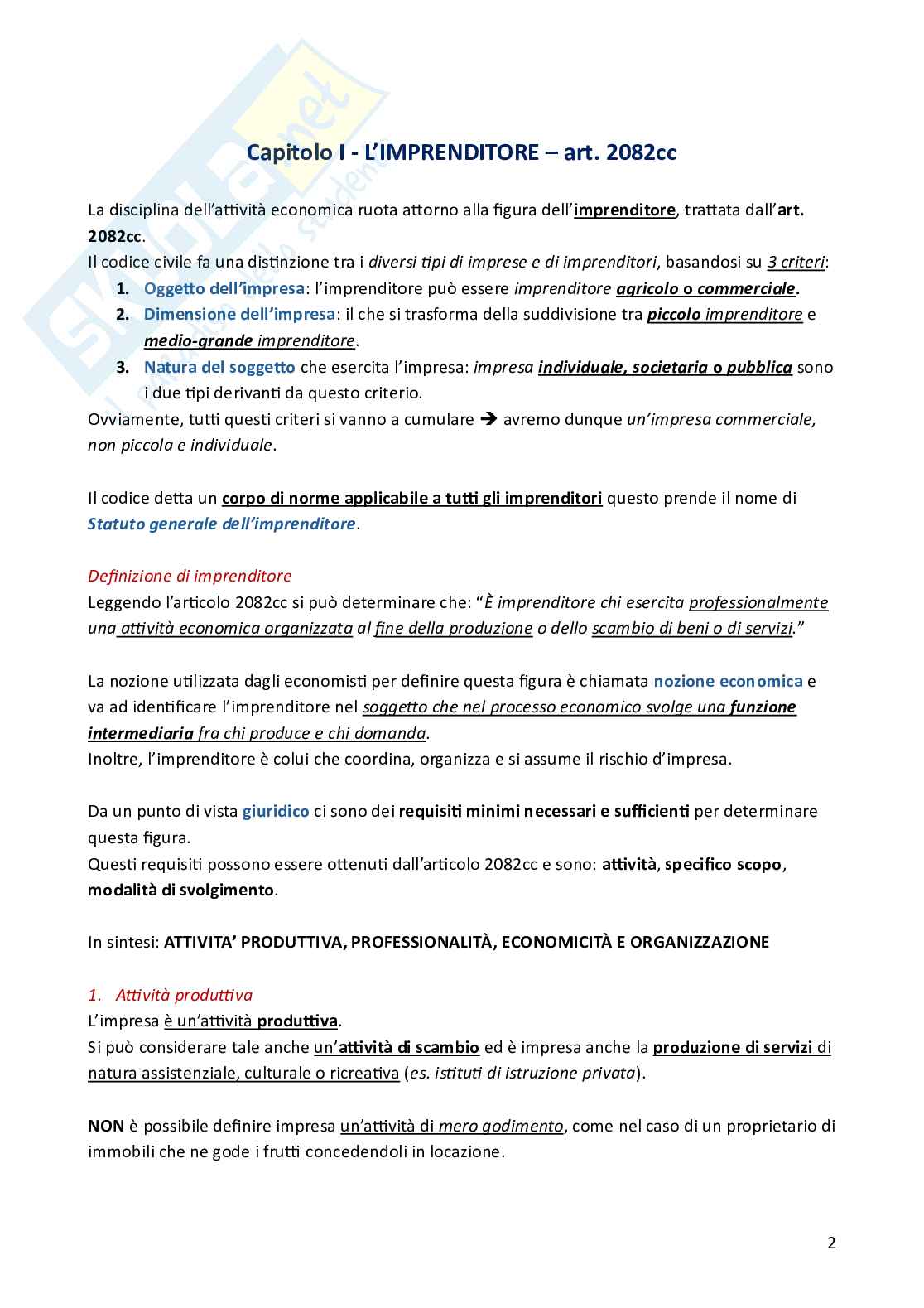 Riassunto esame Diritto commerciale, Prof. Toffoletto Alberto, libro consigliato Manuale di diritto commerciale, Campobasso Pag. 2