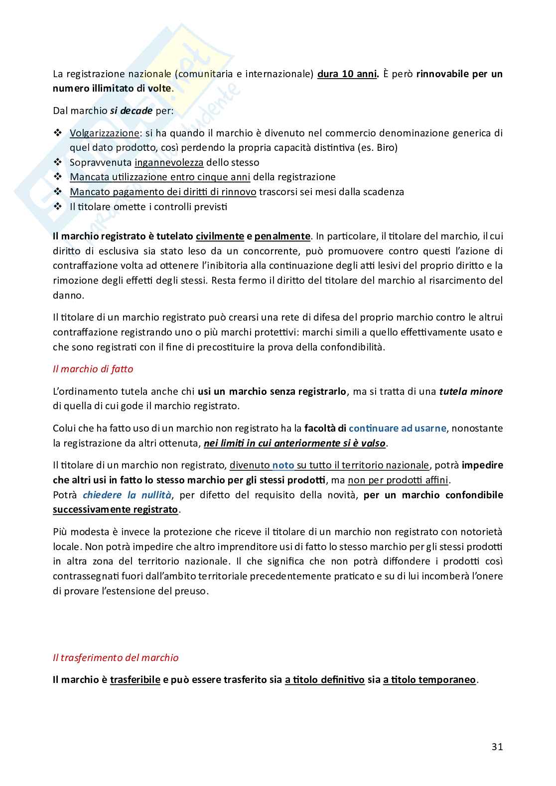 Riassunto esame Diritto commerciale, Prof. Toffoletto Alberto, libro consigliato Manuale di diritto commerciale, Campobasso Pag. 31
