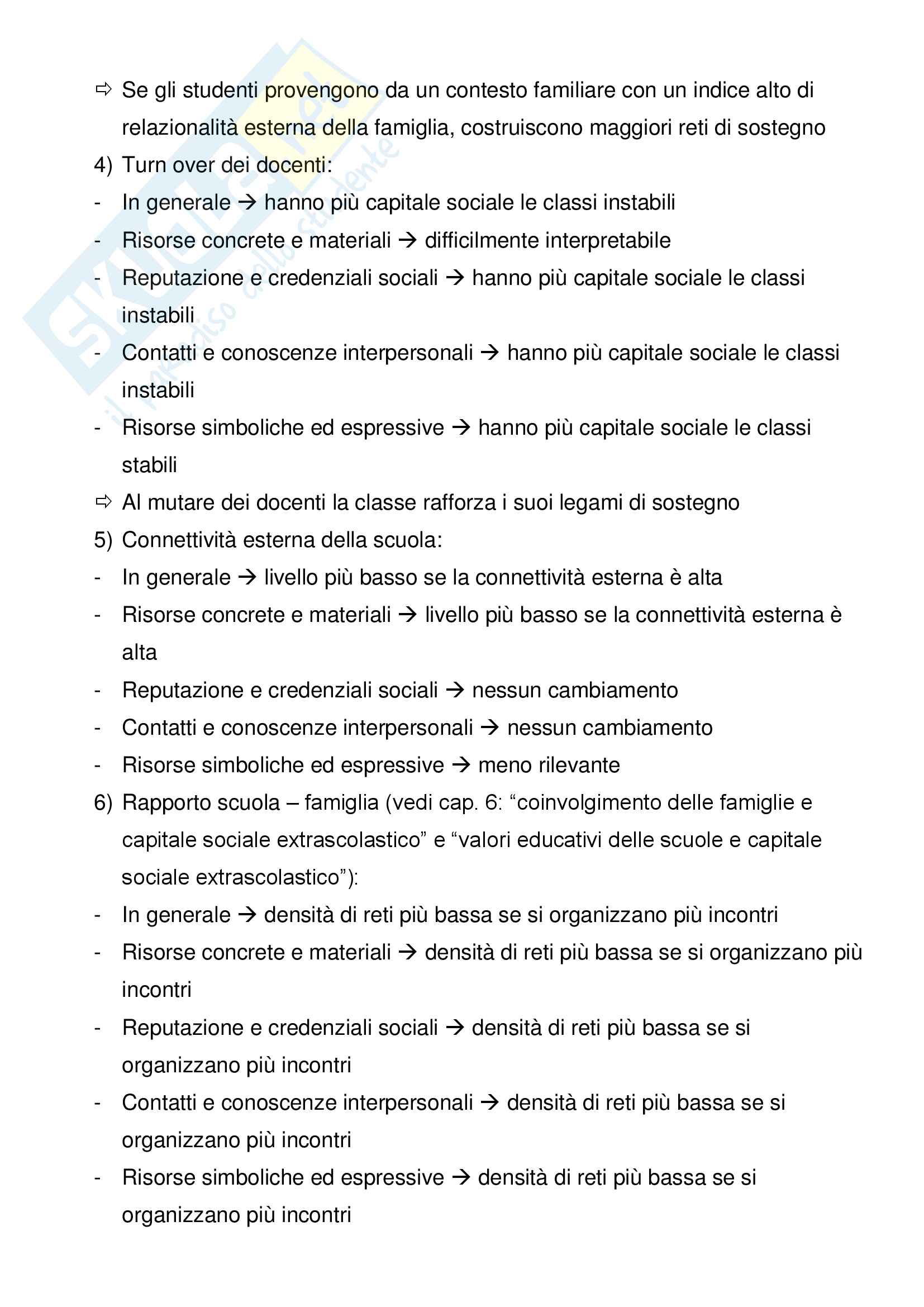 Riassunto esame sociologia dell'istruzione, prof. Paola Di Nicola, libro consigliato Scuola e capitale sociale Pag. 11