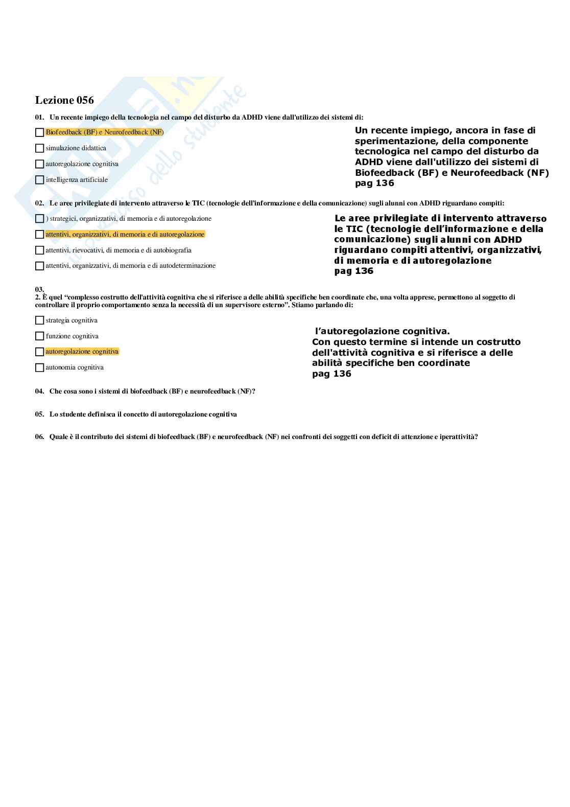 Paniere completo domande chiuse tutte confermate esame Didattica e pedagogia speciale  Pag. 56