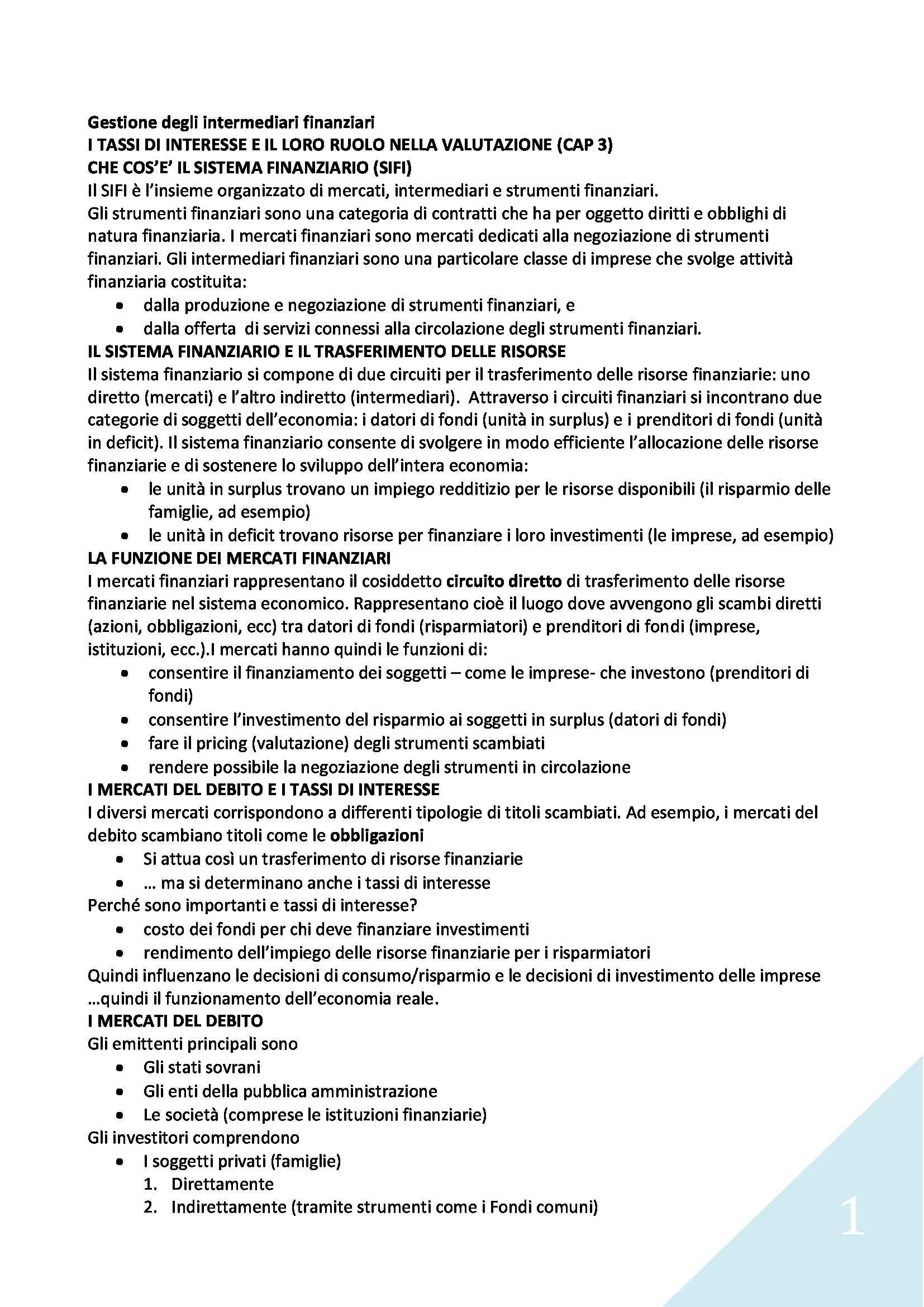 Economia degli intermediari finanziari - gestione degli intermediari finanziari Pag. 1
