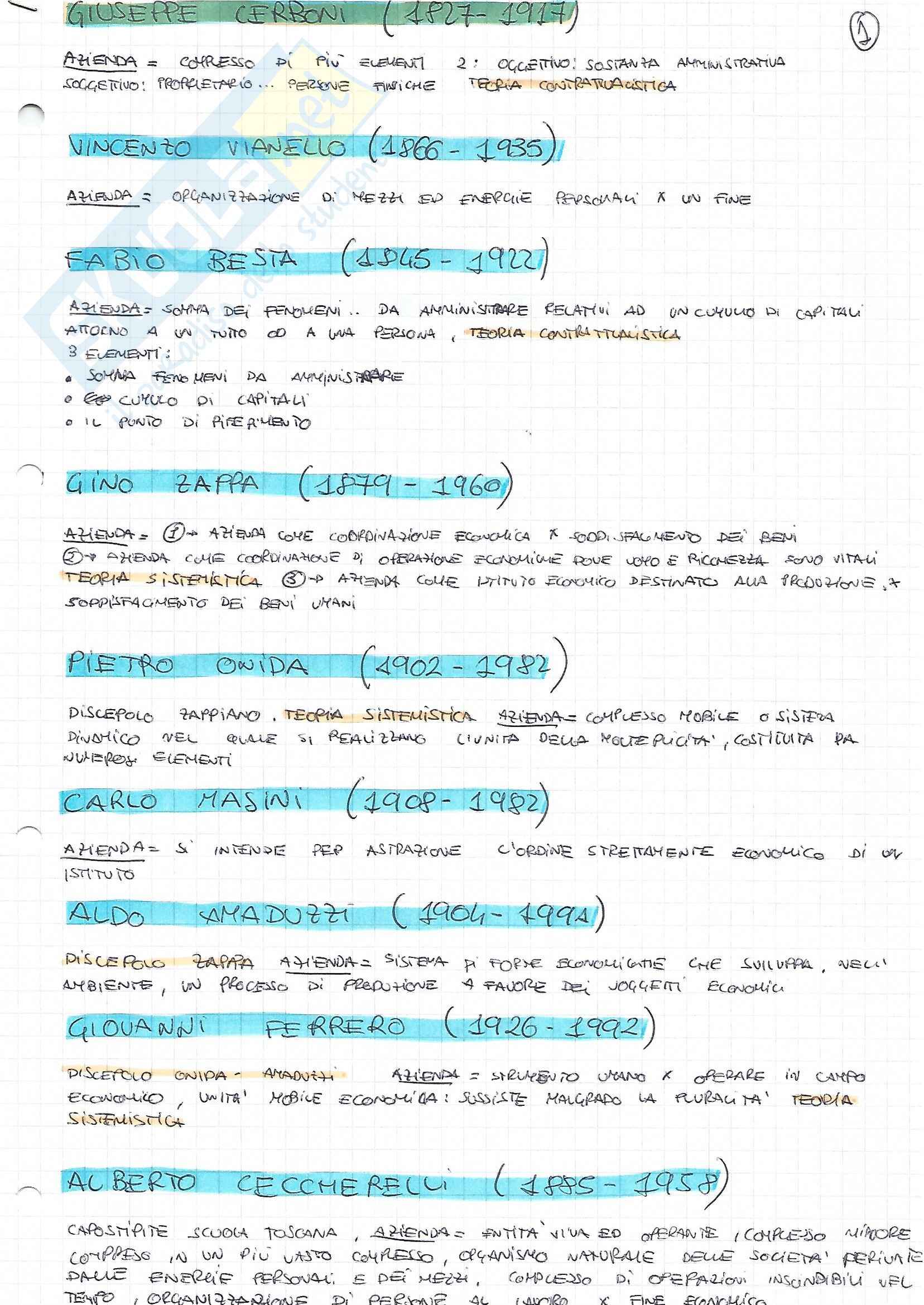 Economia aziendale - autori, azienda e teorie Pag. 1