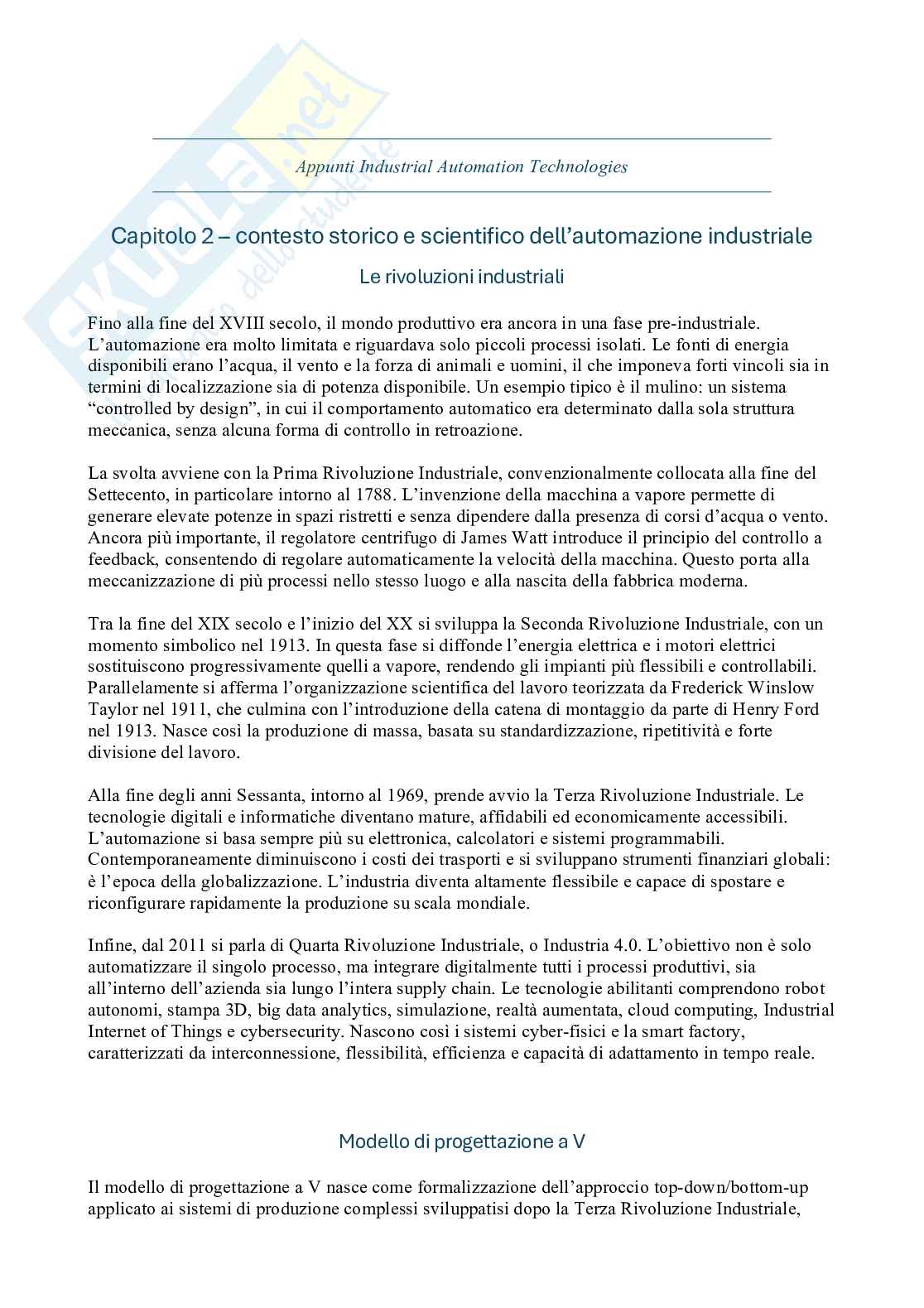 Appunti Tecnologie per l'automazione industriale Pag. 1