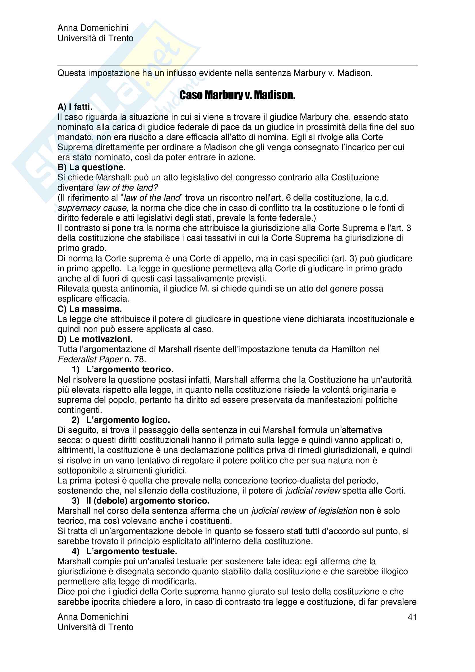 Riassunto esame diritto costituzionale, Prof. M. Dani Pag. 41