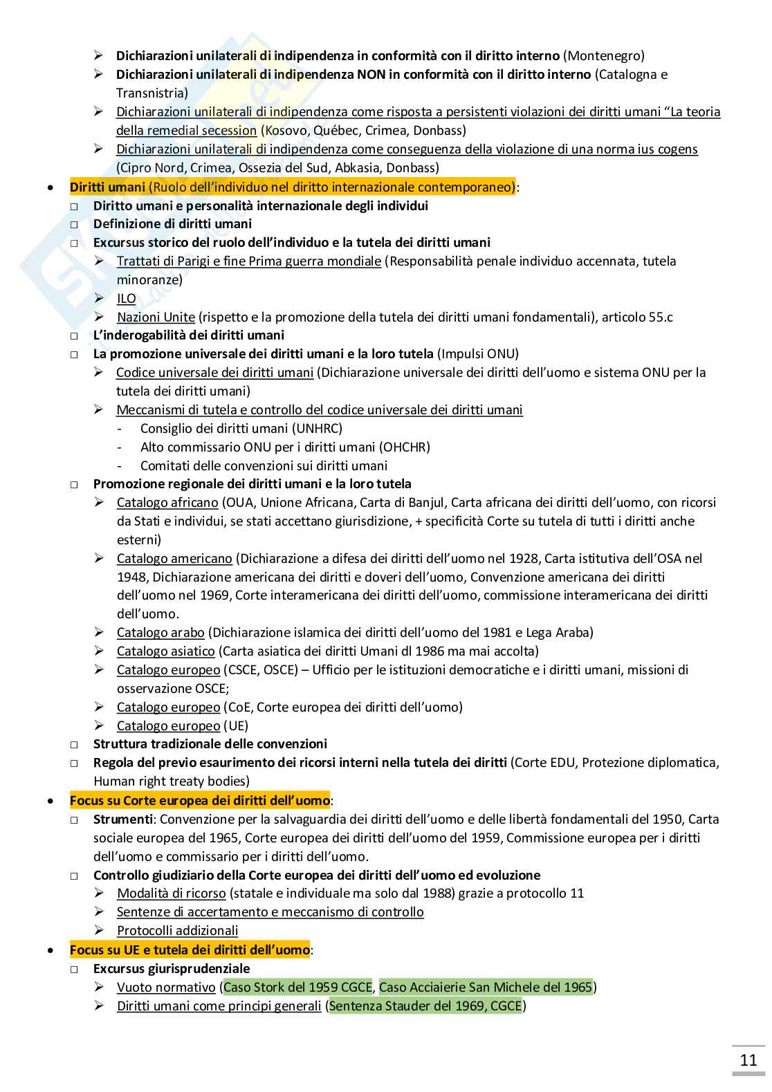 Compendio esame Diritto internazionale e dell'UE - Concorso Segretari di legazione, libro consigliato Diritto internazionale, Carlo Focarelli Pag. 11