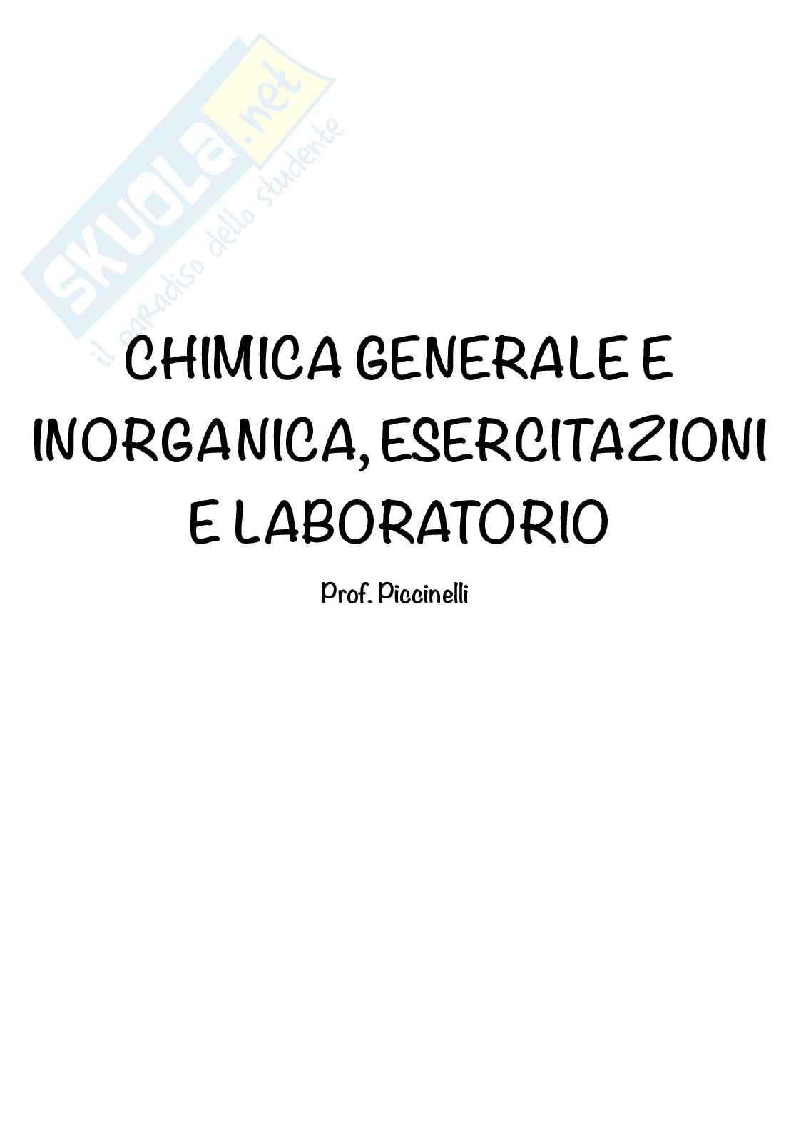 Chimica generale e inorganica, esercitazioni e laboratorio (teoria) Pag. 1
