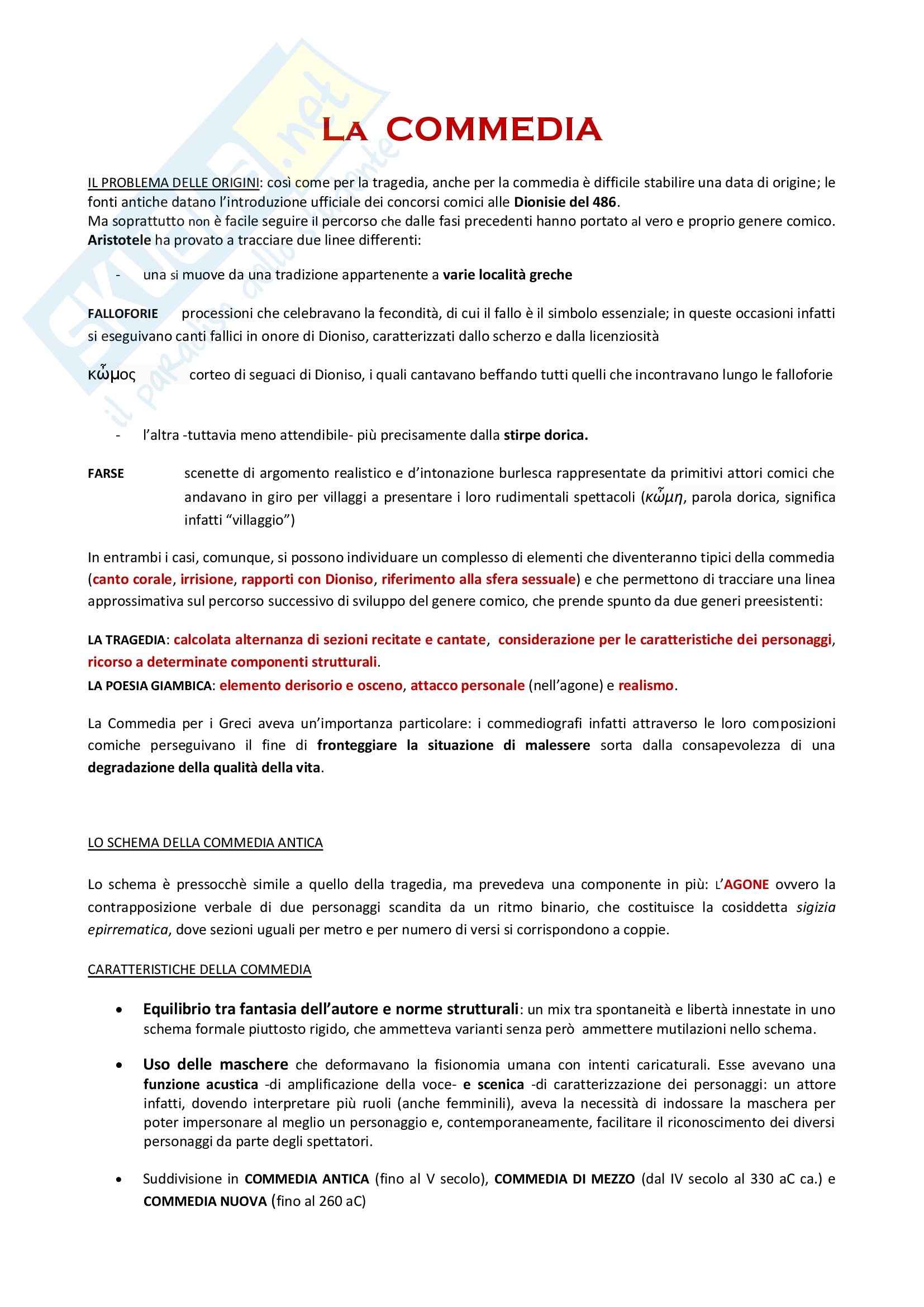 Letteratura Greca - Commedia Pag. 1