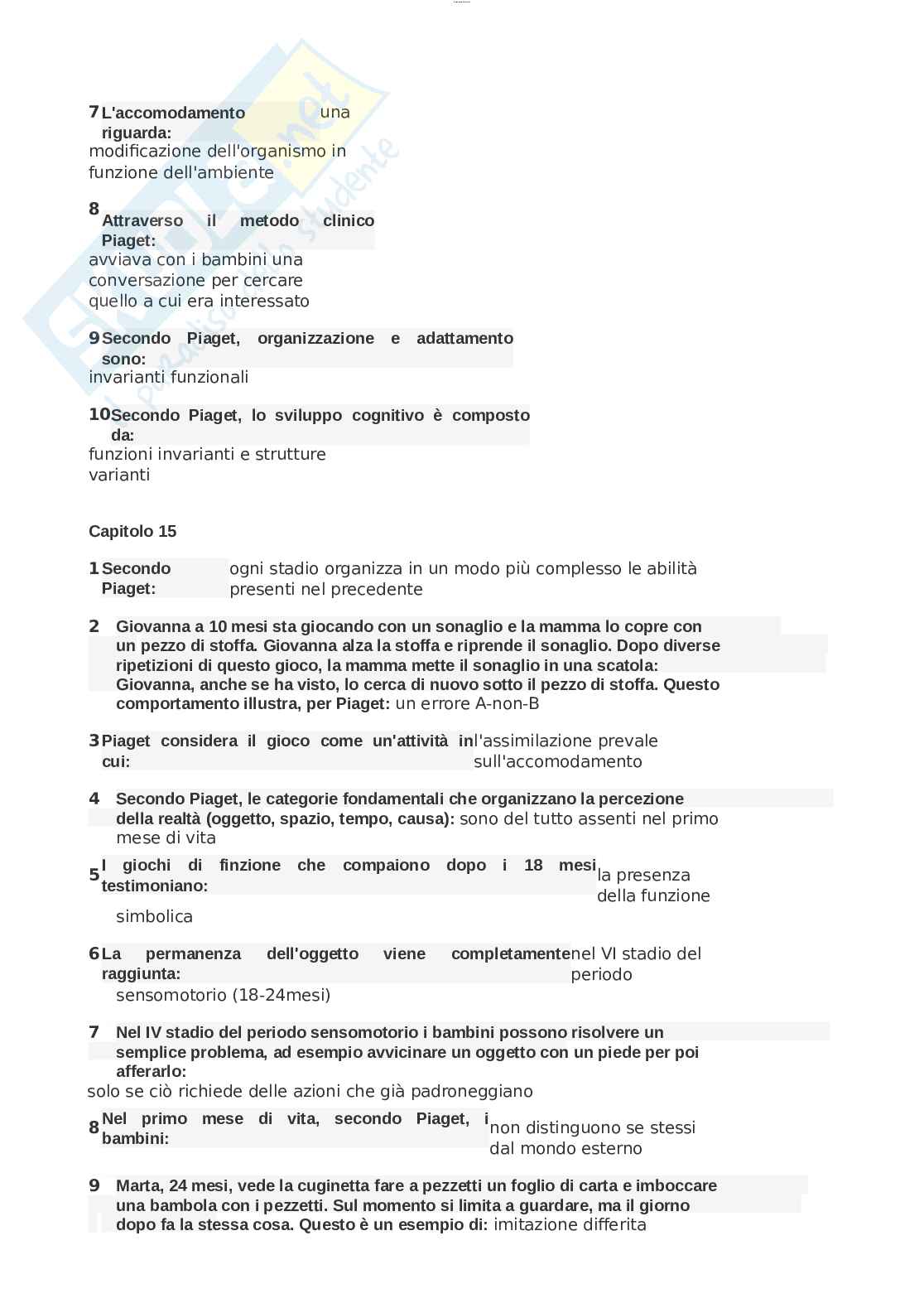 Paniere esame Psicologia dello Sviluppo, Psicologia generale Pag. 11