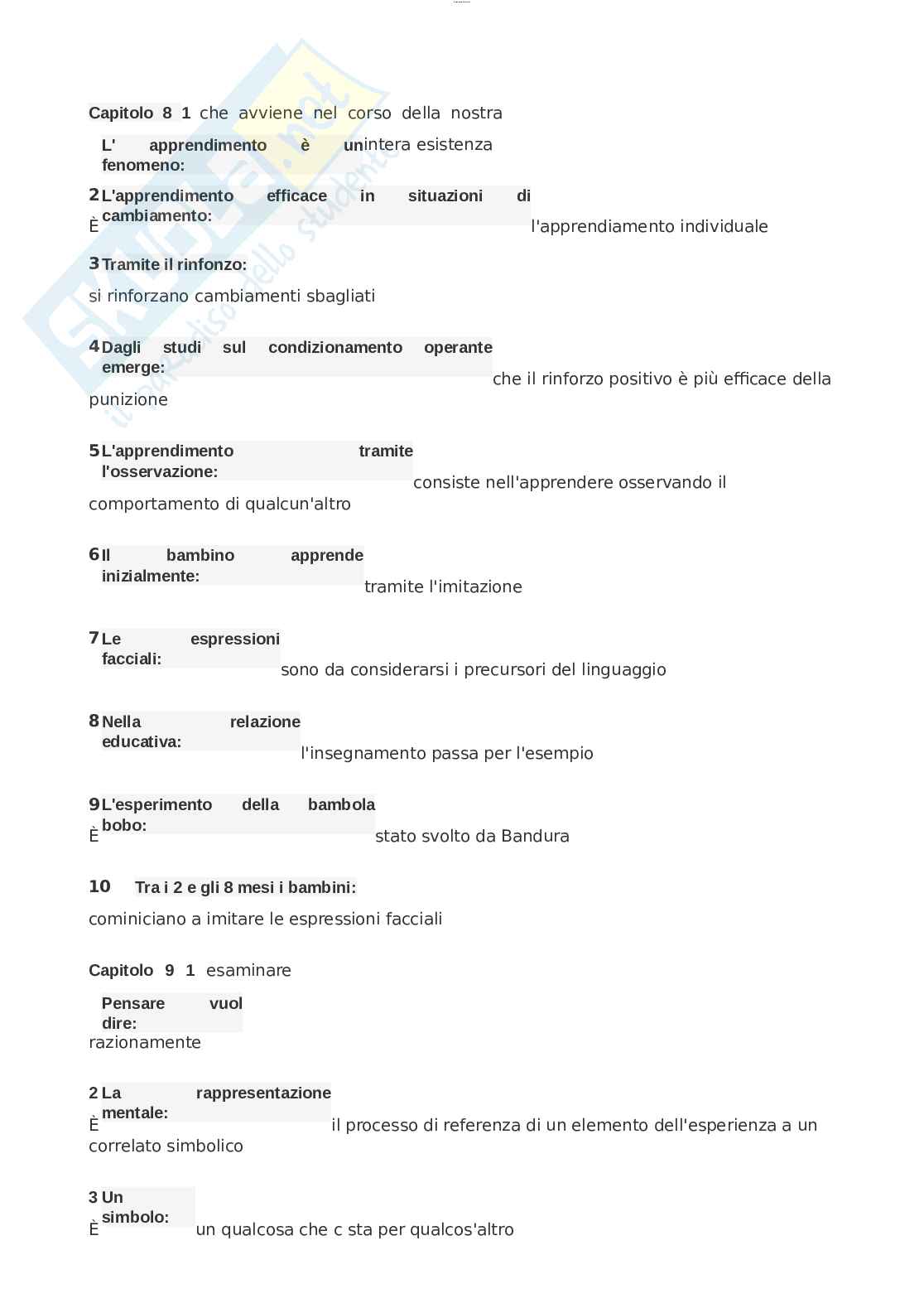 Paniere esame Psicologia dello Sviluppo, Psicologia generale Pag. 6