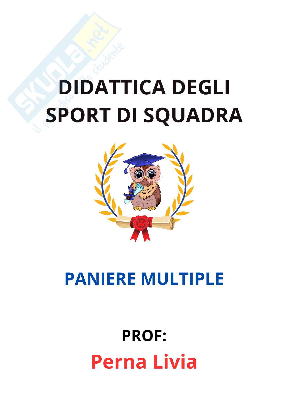 Paniere Didattica degli sport di squadra (2026) - Risposte multiple corrette Pag. 1