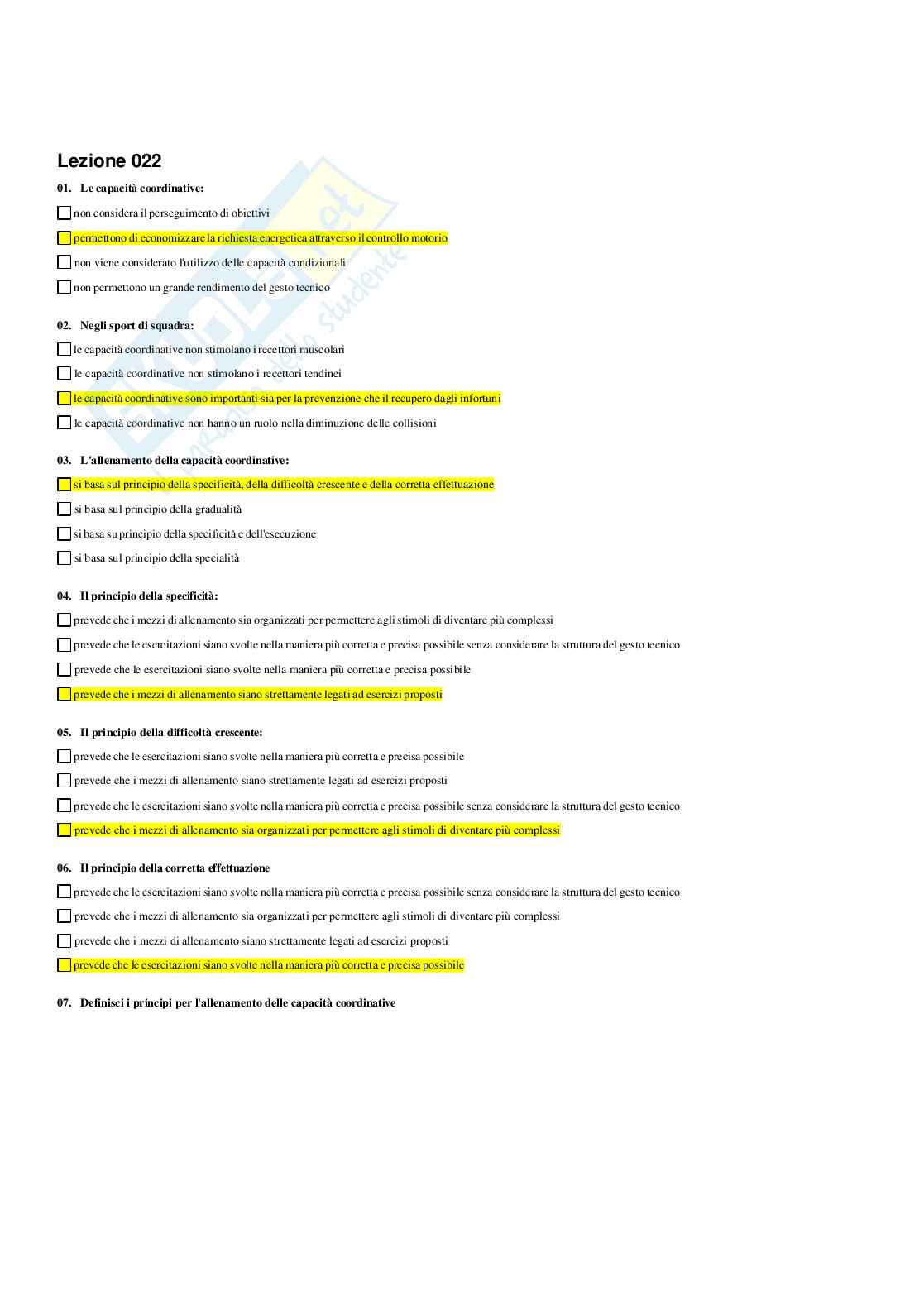 Paniere Didattica degli sport di squadra (2026) - Risposte multiple corrette Pag. 36