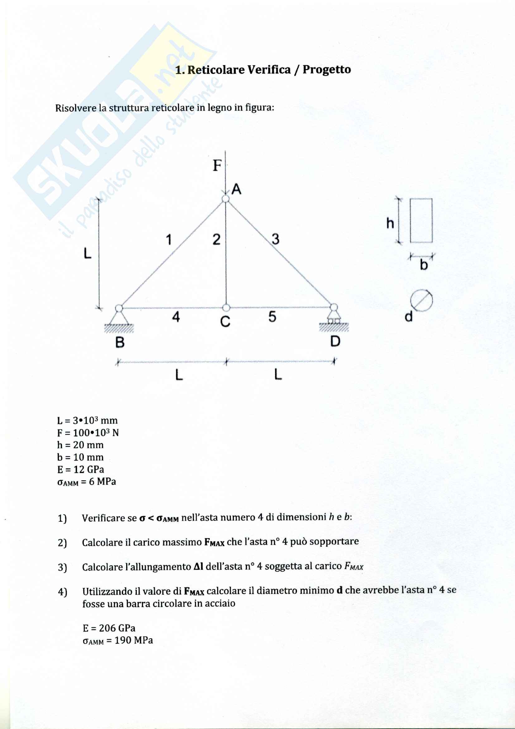 Esercitazioni Scienza delle Costruzioni Pag. 1