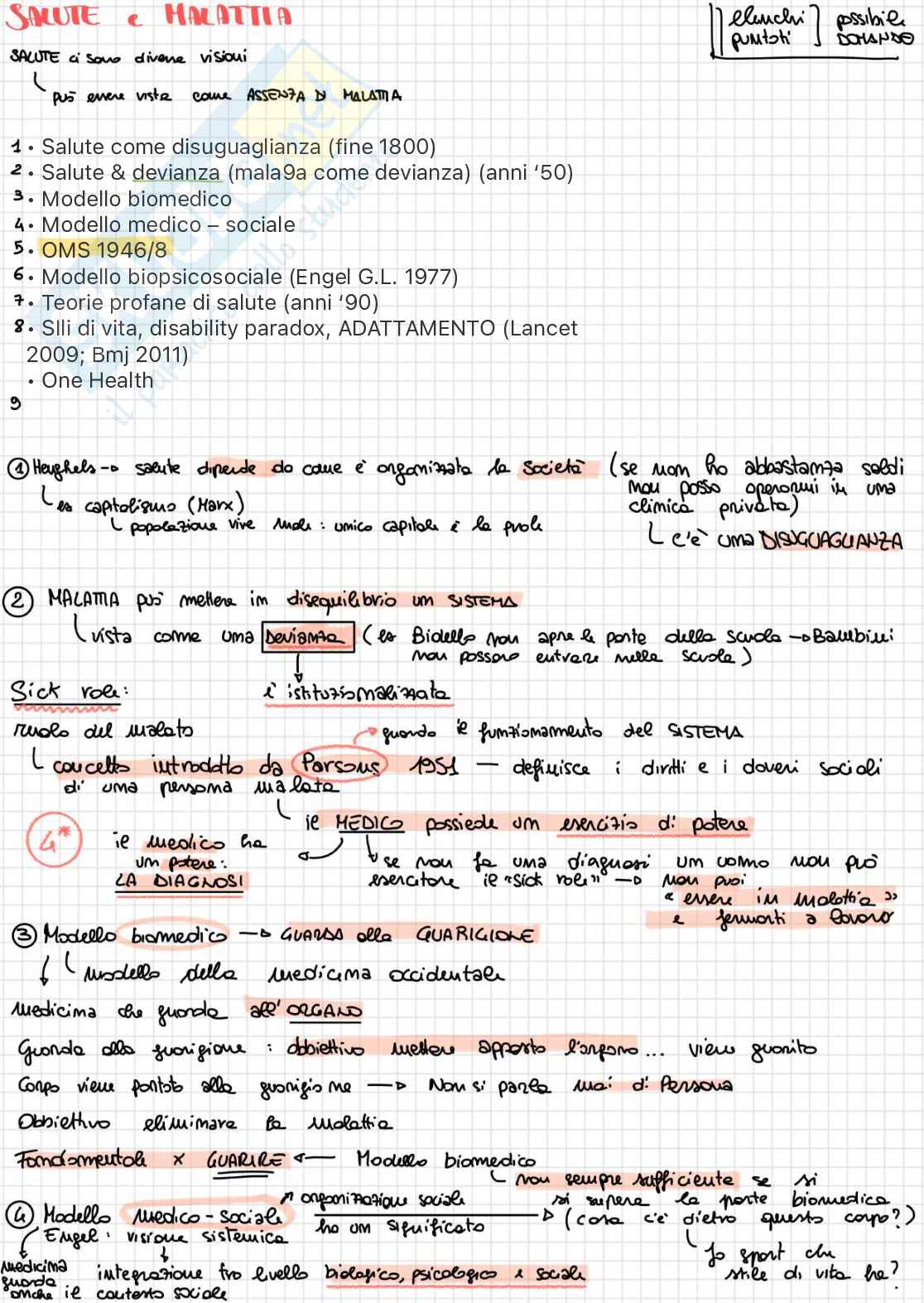 Salute e malattia - Appunti 2026 Pag. 1
