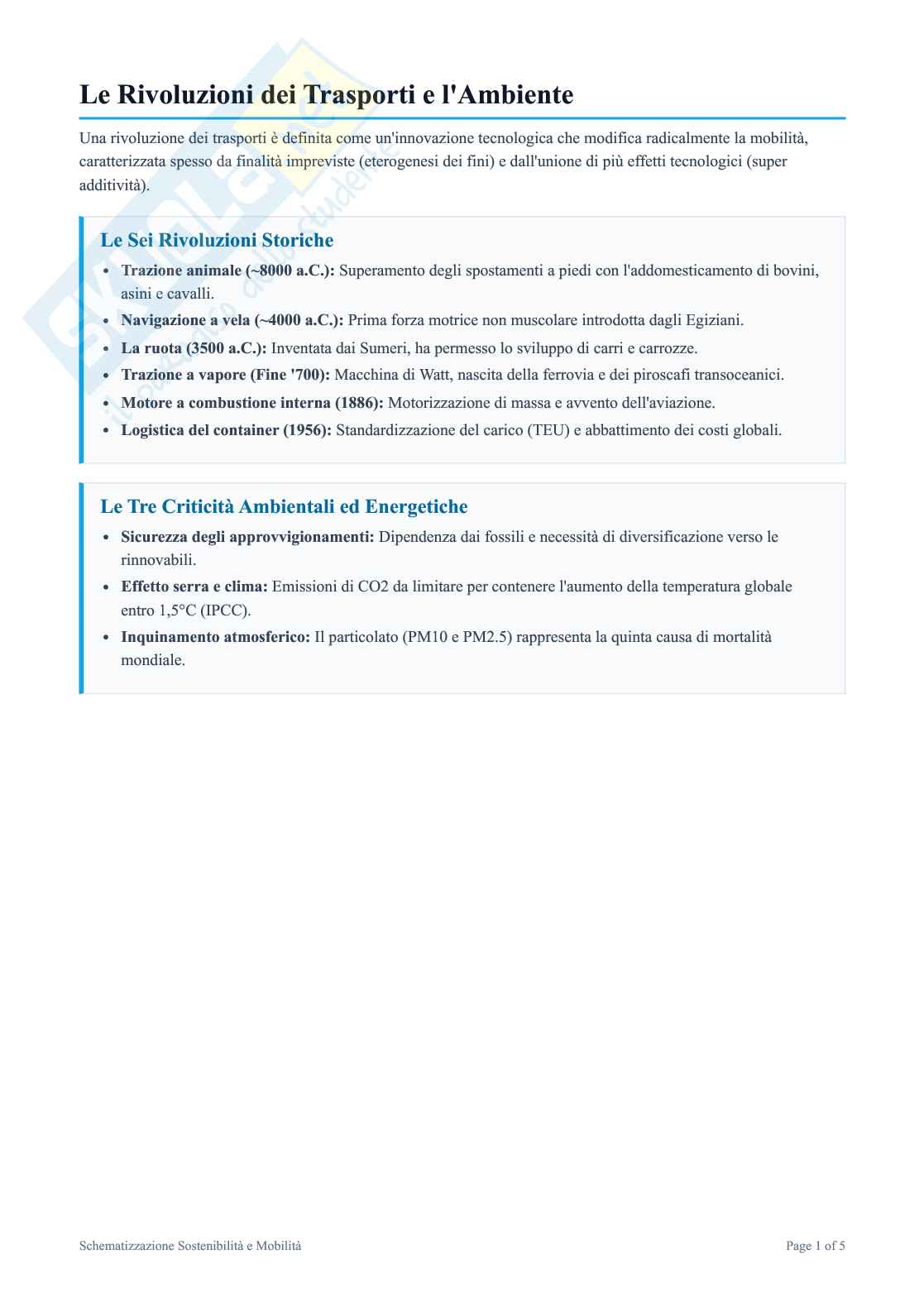 Appunti schematici per macro argomenti Sostenibilità Pag. 1