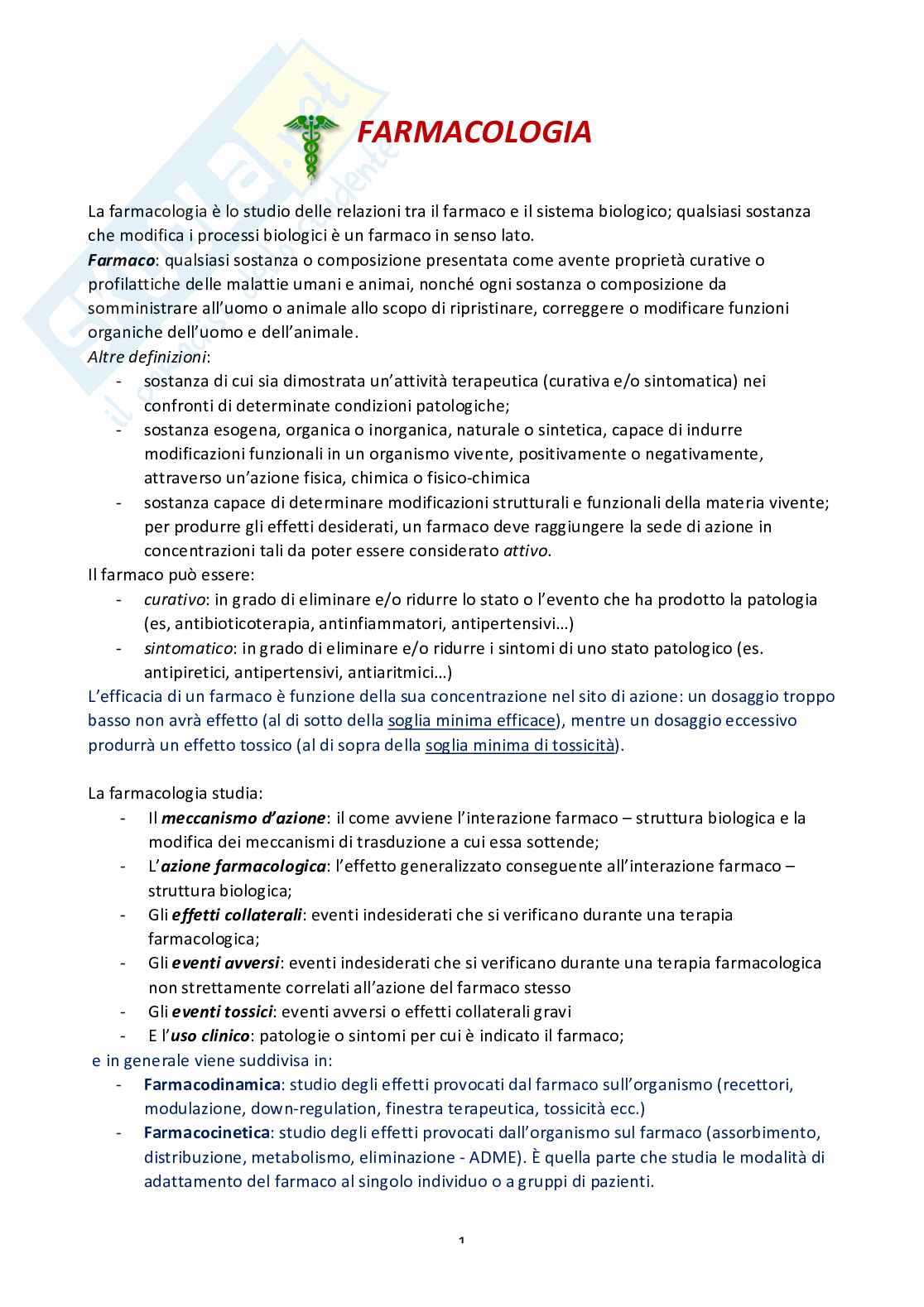 Farmacologia Pag. 1