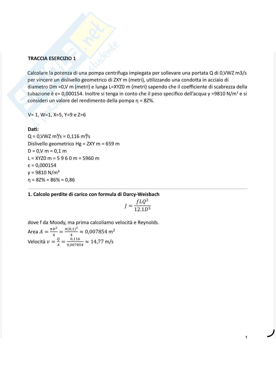Ingegneria ambientale - Elaborato 2 superato e corretto  Pag. 1