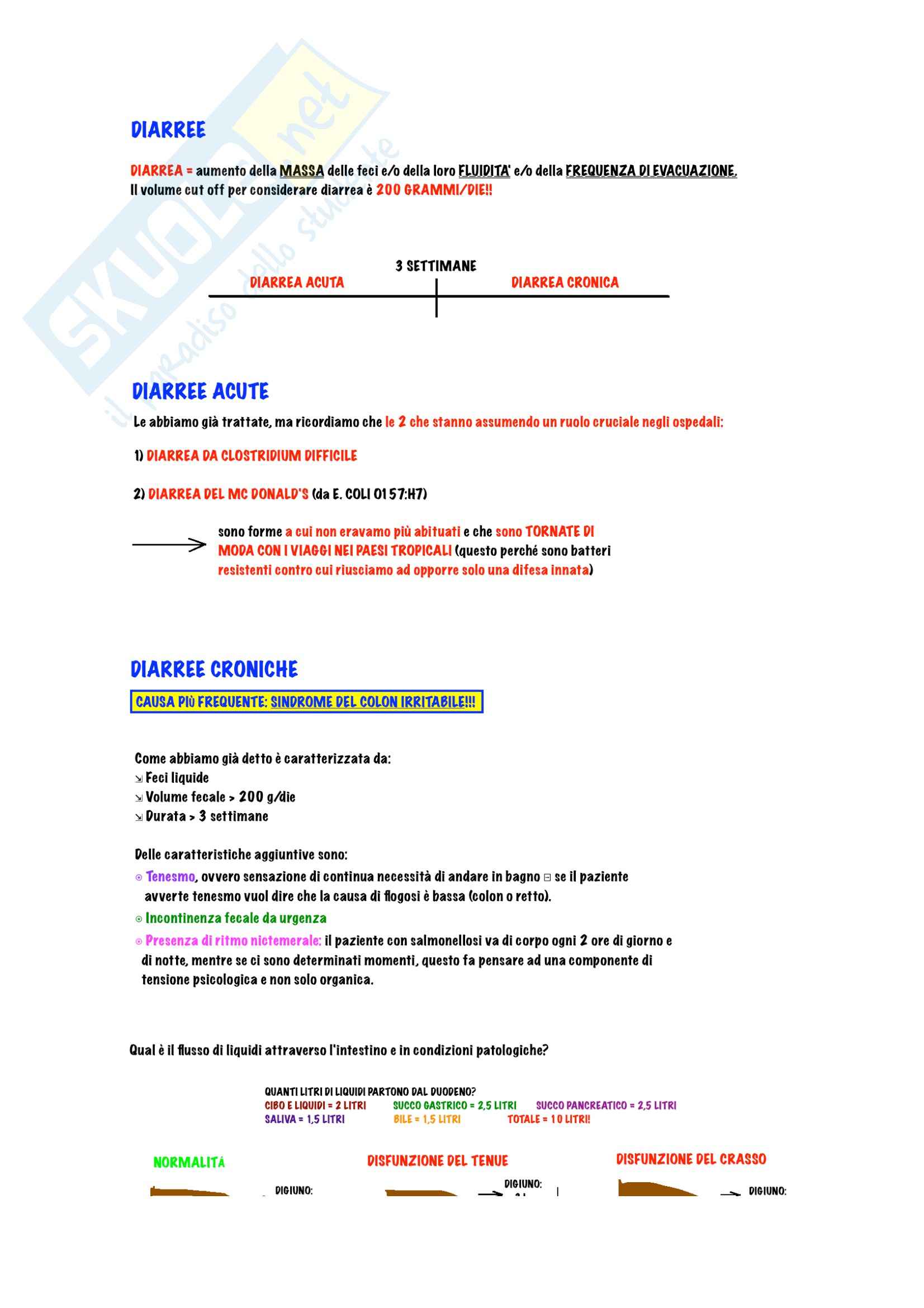 Gastroenterologia - diarree ed emorragie digestive Pag. 1