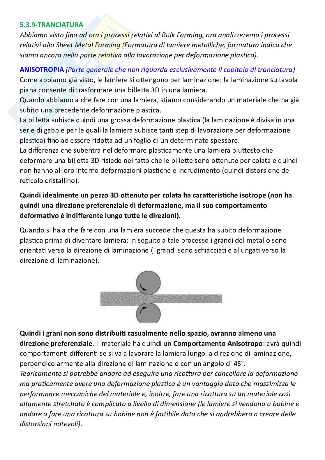 Tecnologie industriali parte 8 - Tranciatura Pag. 1