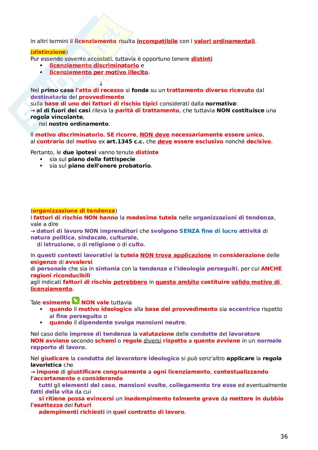Diritto del lavoro 2 - i licenziamenti individuali nel pubblico e nel privato Pag. 36