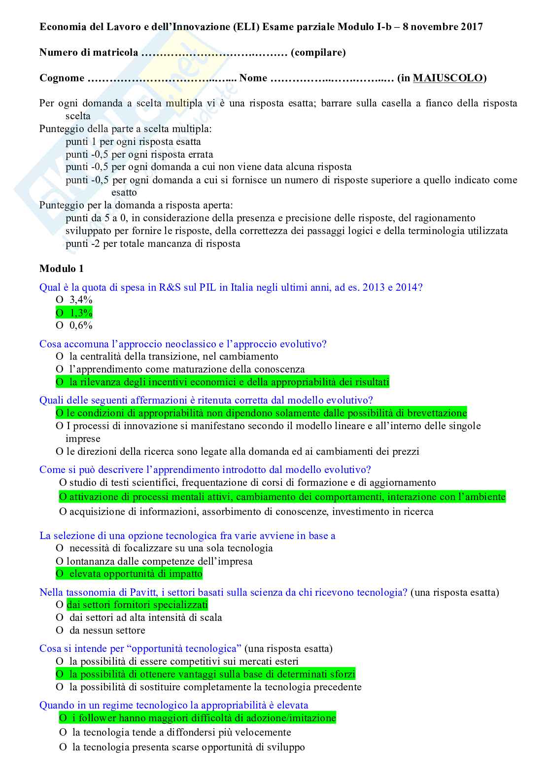 Vecchi esami economia del lavoro e dell’innovazione Pag. 21